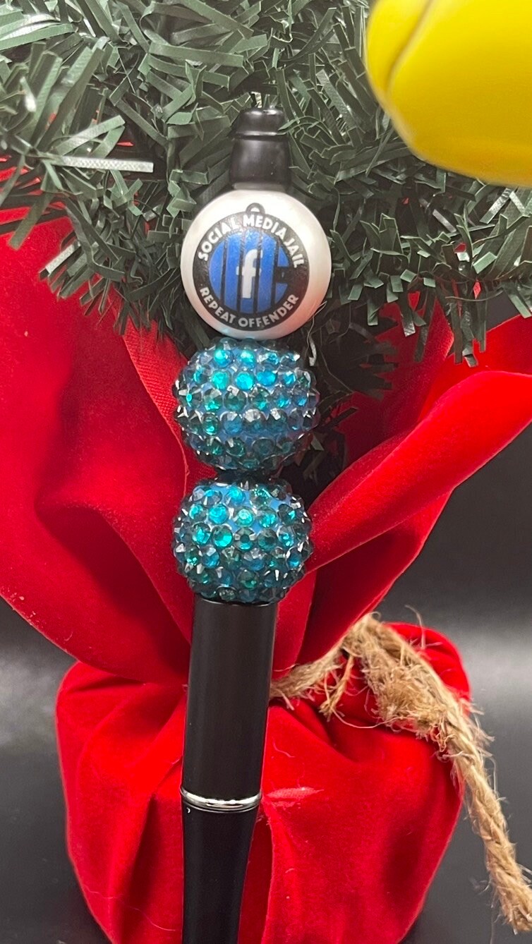Social Media jail beaded pen, secret Santa, cute pens, journal pens.