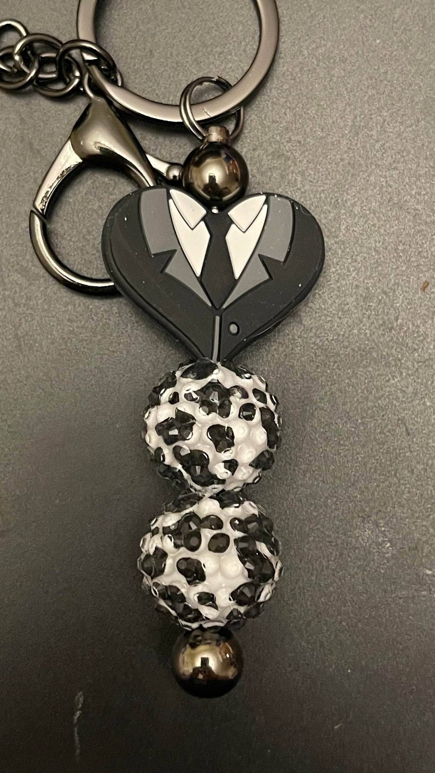 Wedding suit or date night suit keychain or zipper pull. Also can put on purses or backpacks or any bag!