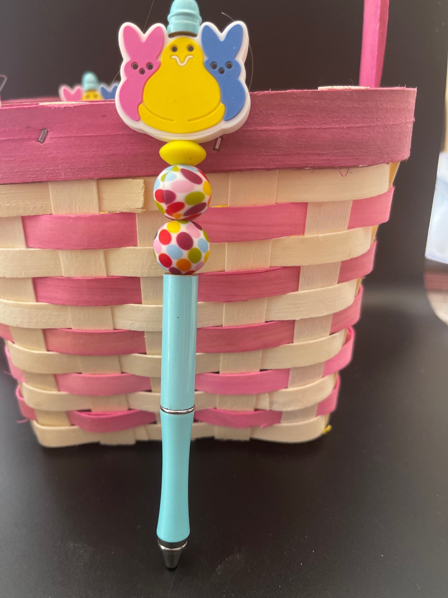 Marshmallow Easter bunny beaded Pen | office | medical | security | teacher | holiday | spring