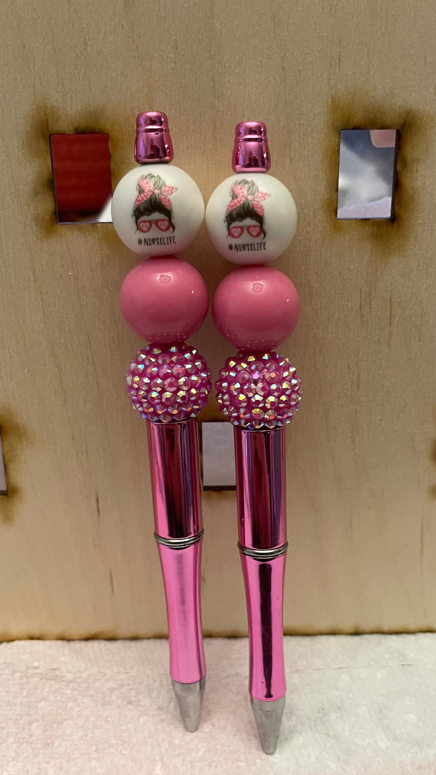 Messy bun nurse life beaded, colorful pen, journal pens.