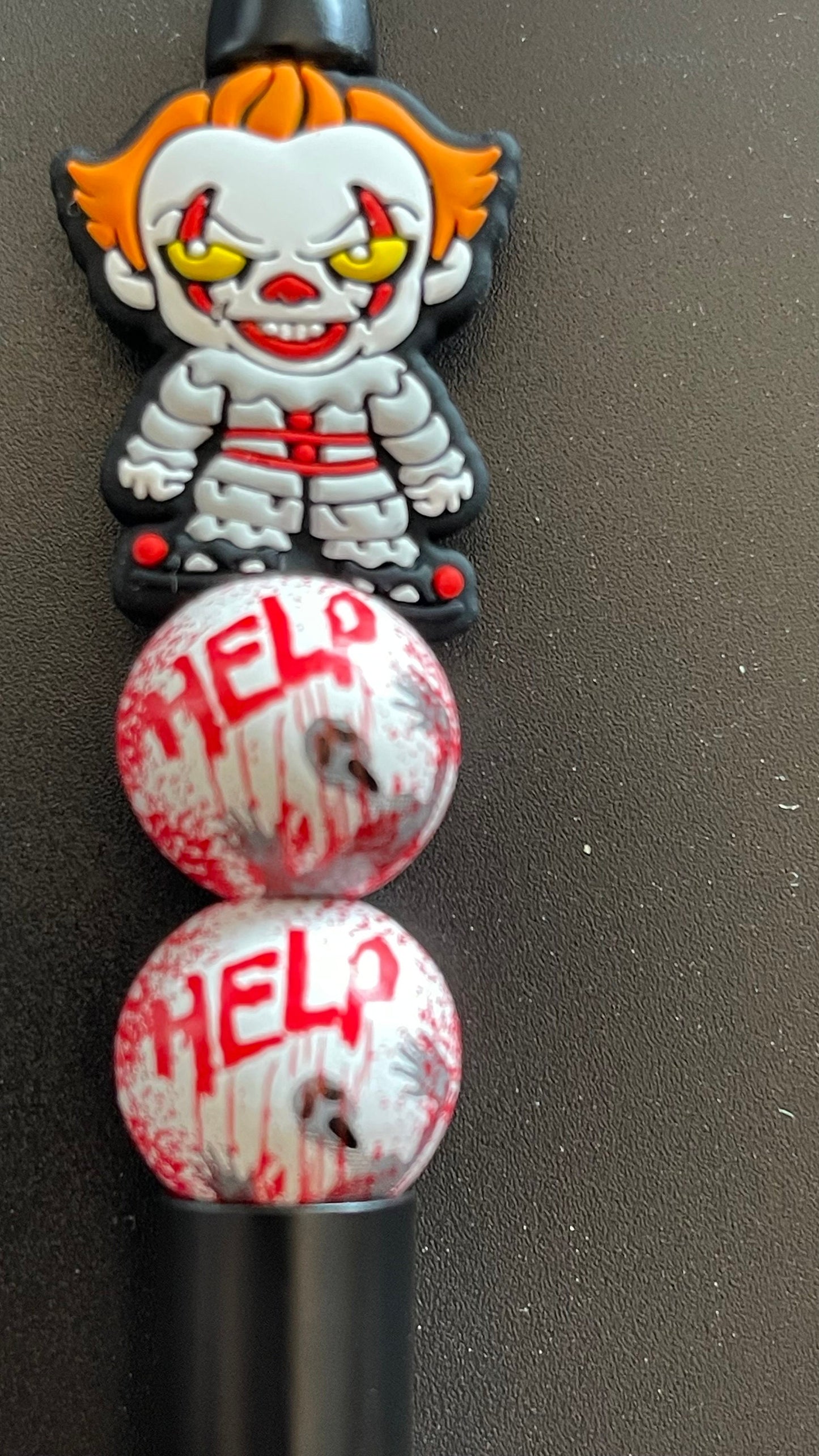 Penny wise beaded pen - Horror Decor - Scary Character pen - Journal Pens