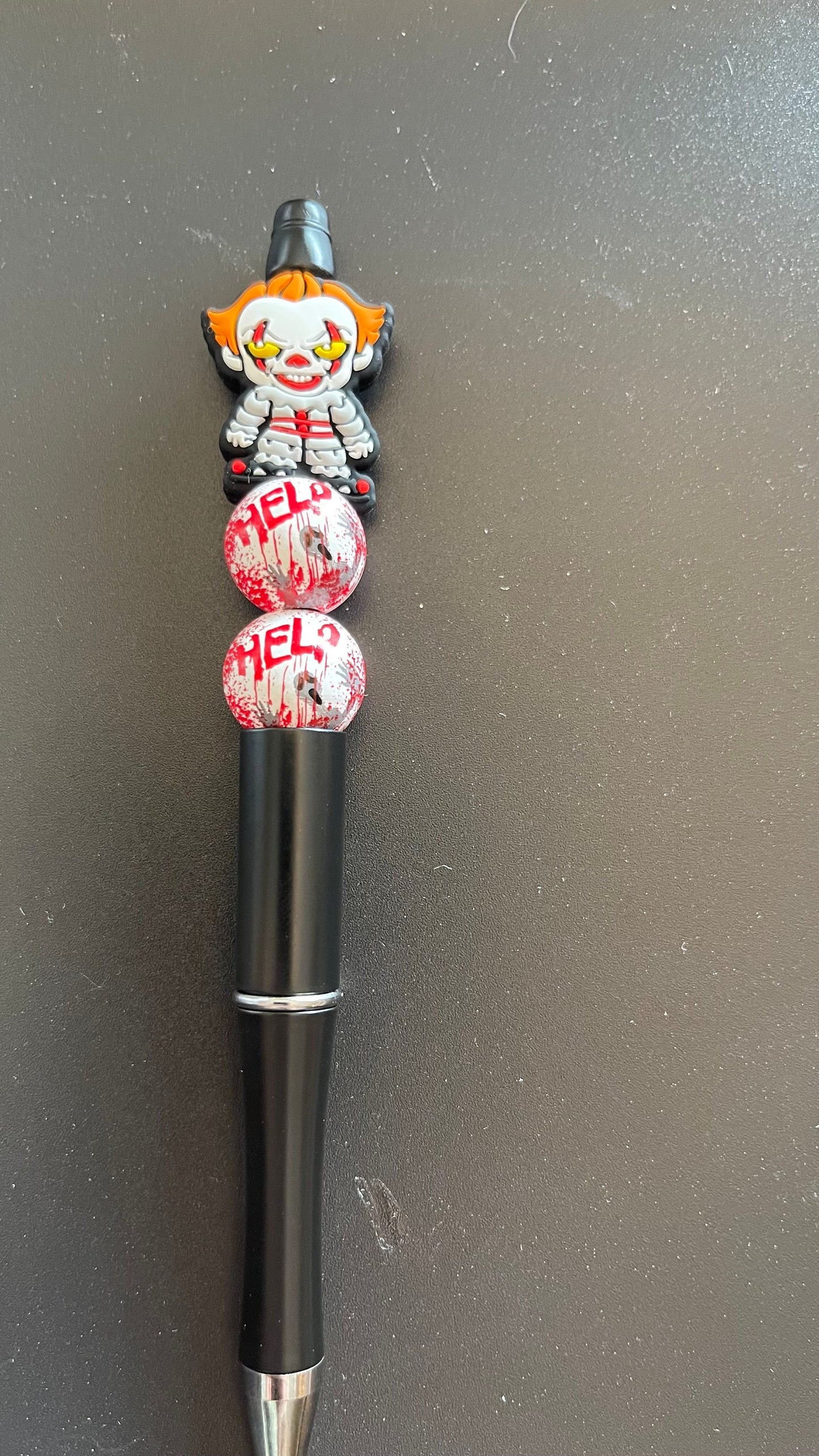 Penny wise beaded pen - Horror Decor - Scary Character pen - Journal Pens