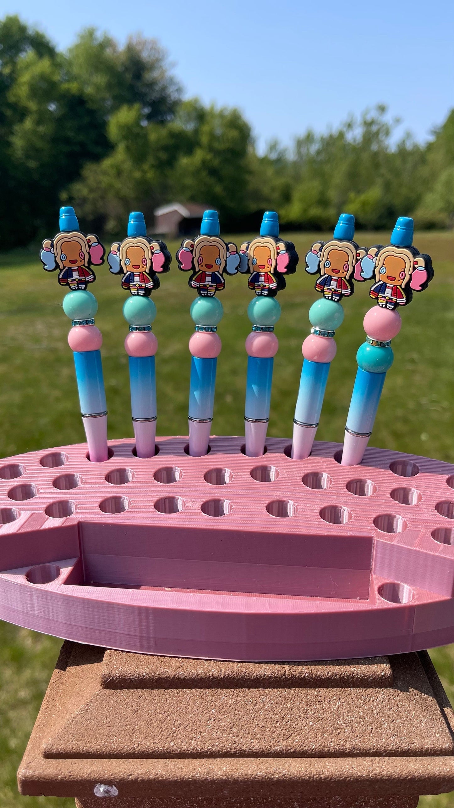 Harley Quinn Cosplay beaded pen, journal pens.