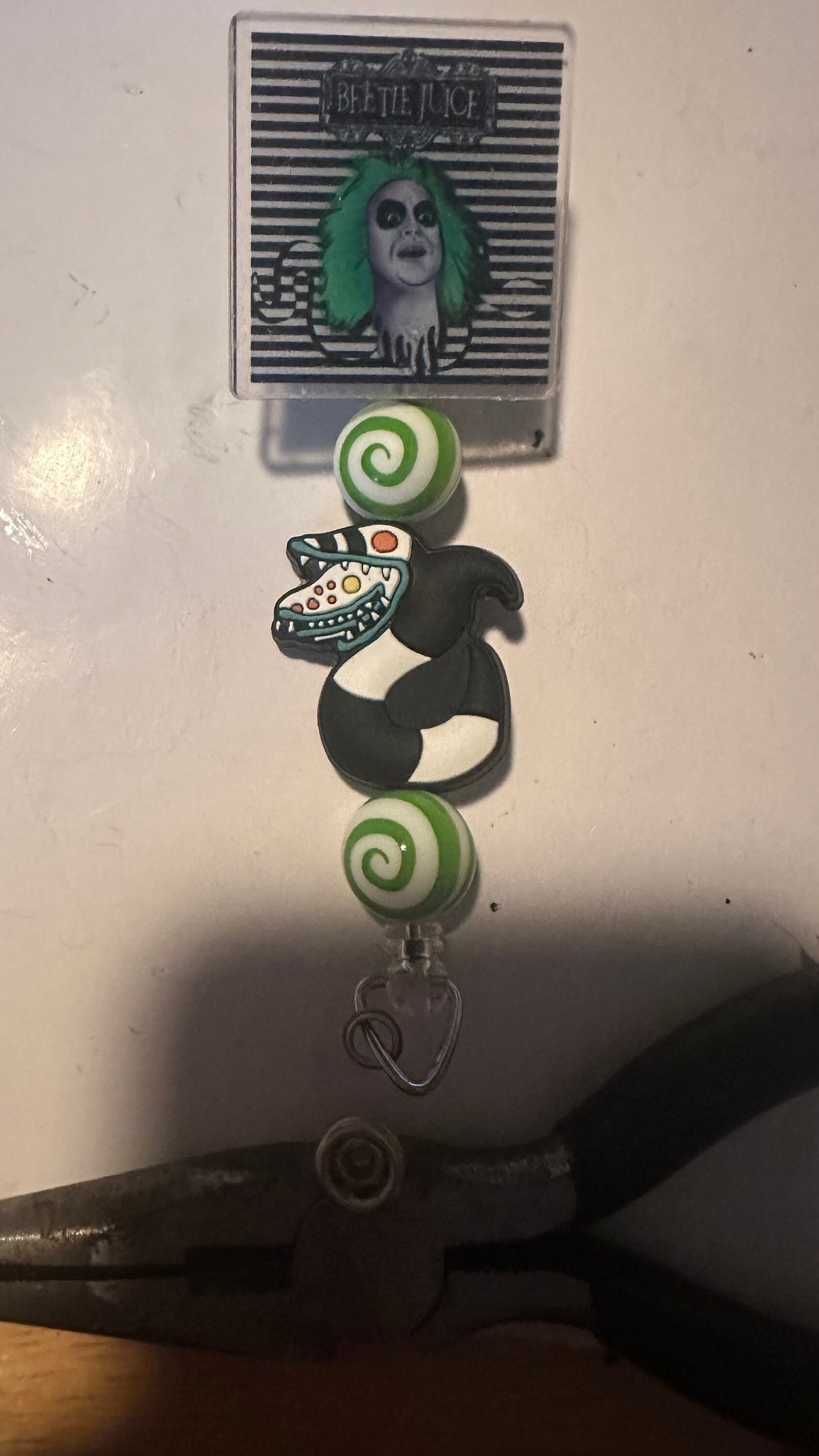 Beetlejuice retractable badge reel. Nurses, teachers, anyone who wears a badge!