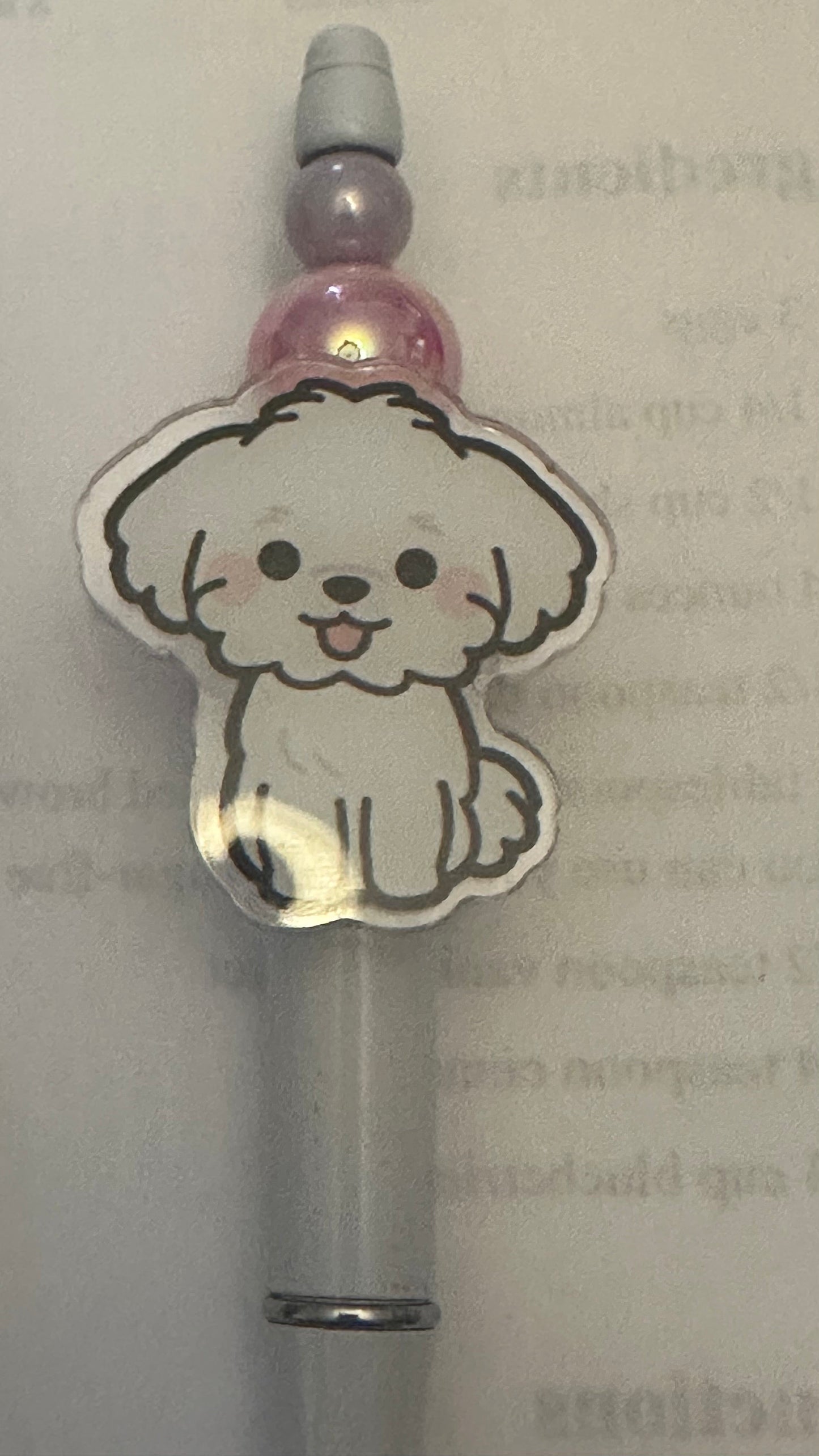 Cute dog or cat beaded pen. Fidget pen, journal pen, Animal lover pen