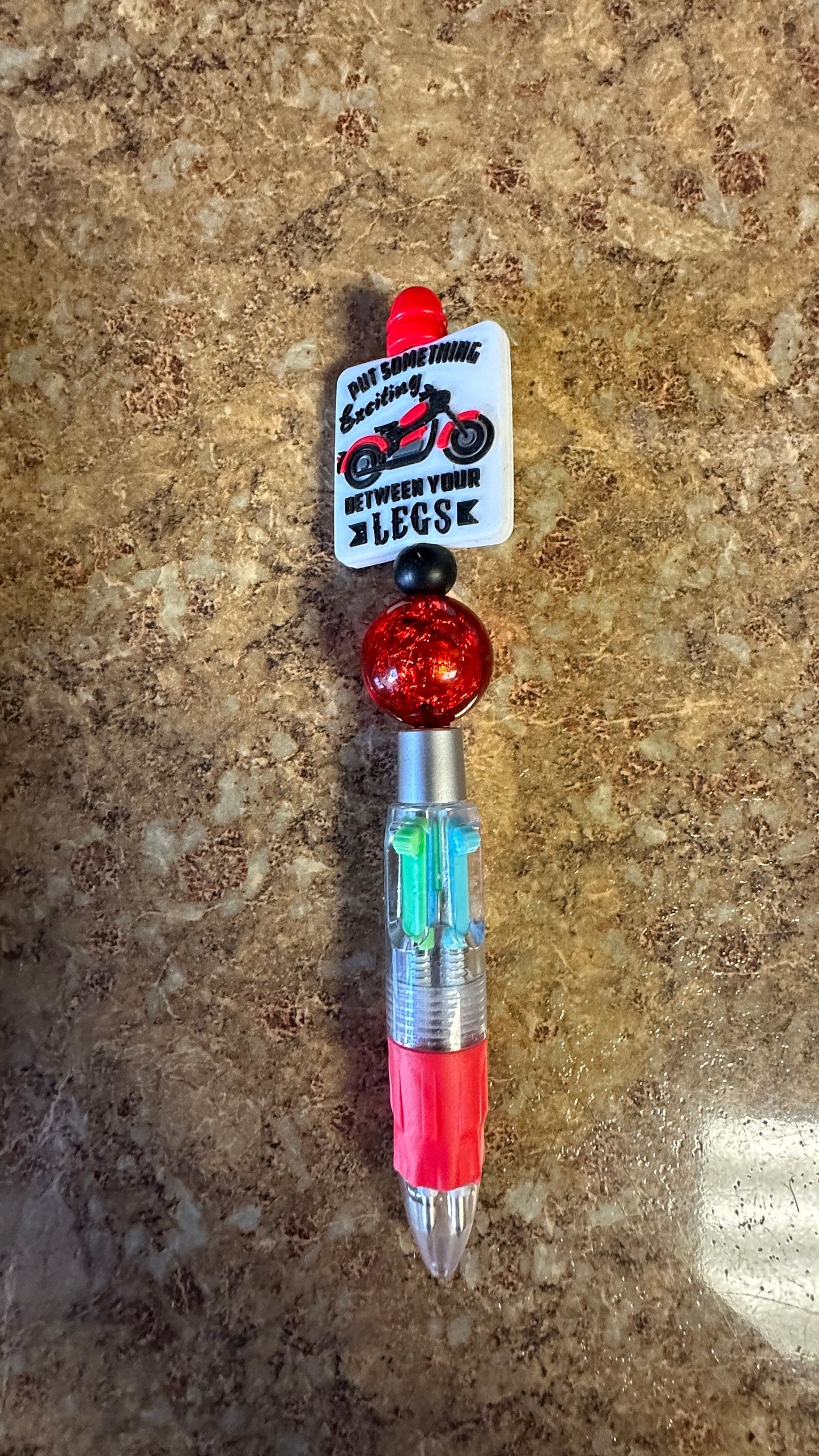 Motorcycle inspired 4 color beaded pen, Bullet journal, Journal pen, cool mom pen