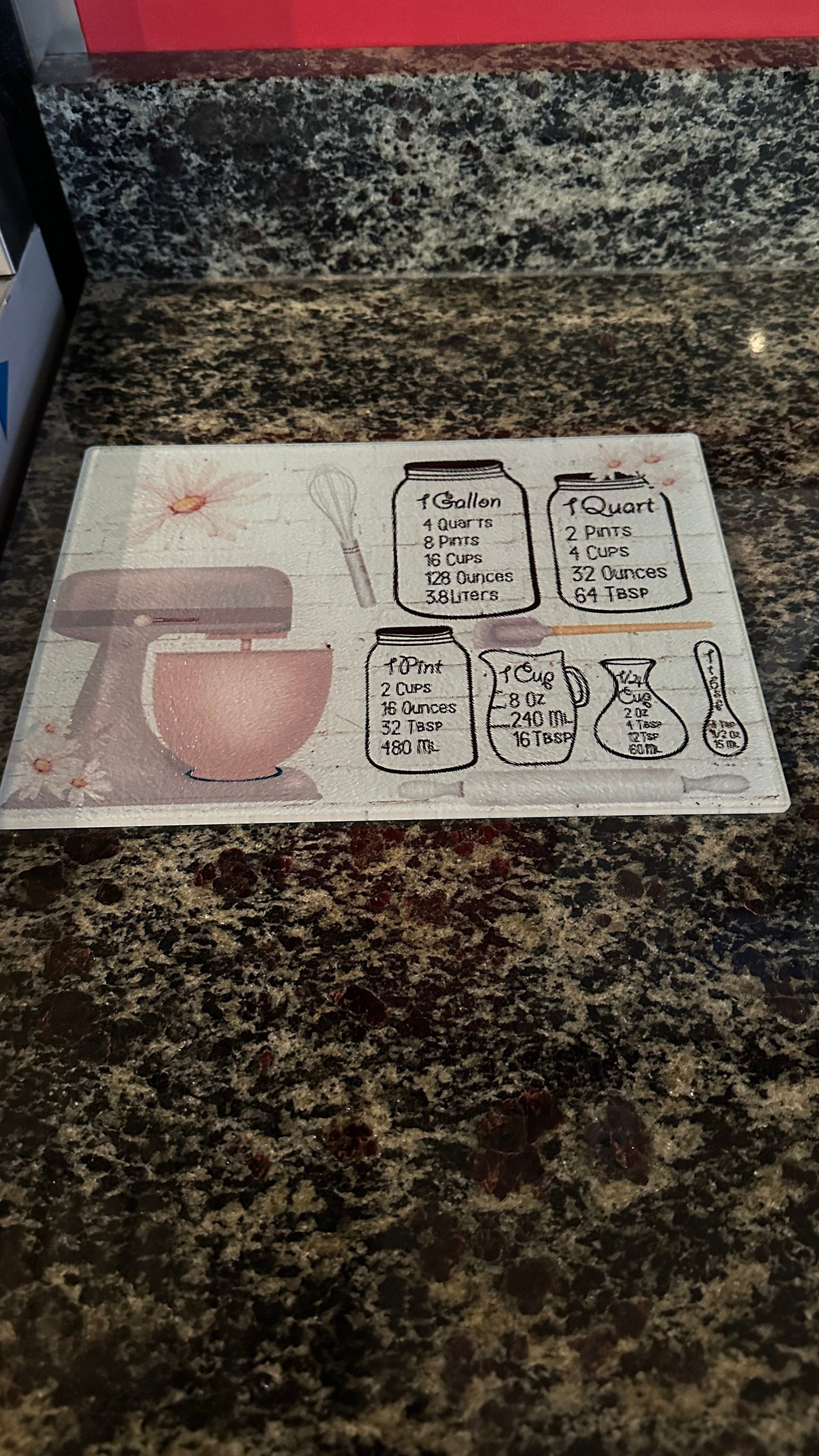 Kitchen Measurement's Cutting Board - Tempered Glass Cutting Board Customize Glass Cutting Board Wedding Gift