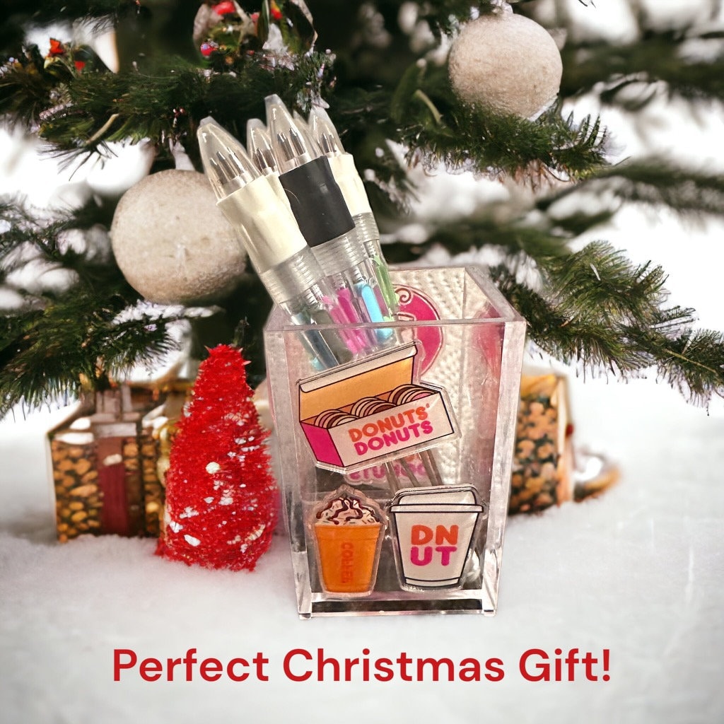Personalized Dunkin Donuts Acrylic Pen Holder | Acrylic Makeup Brush Holder