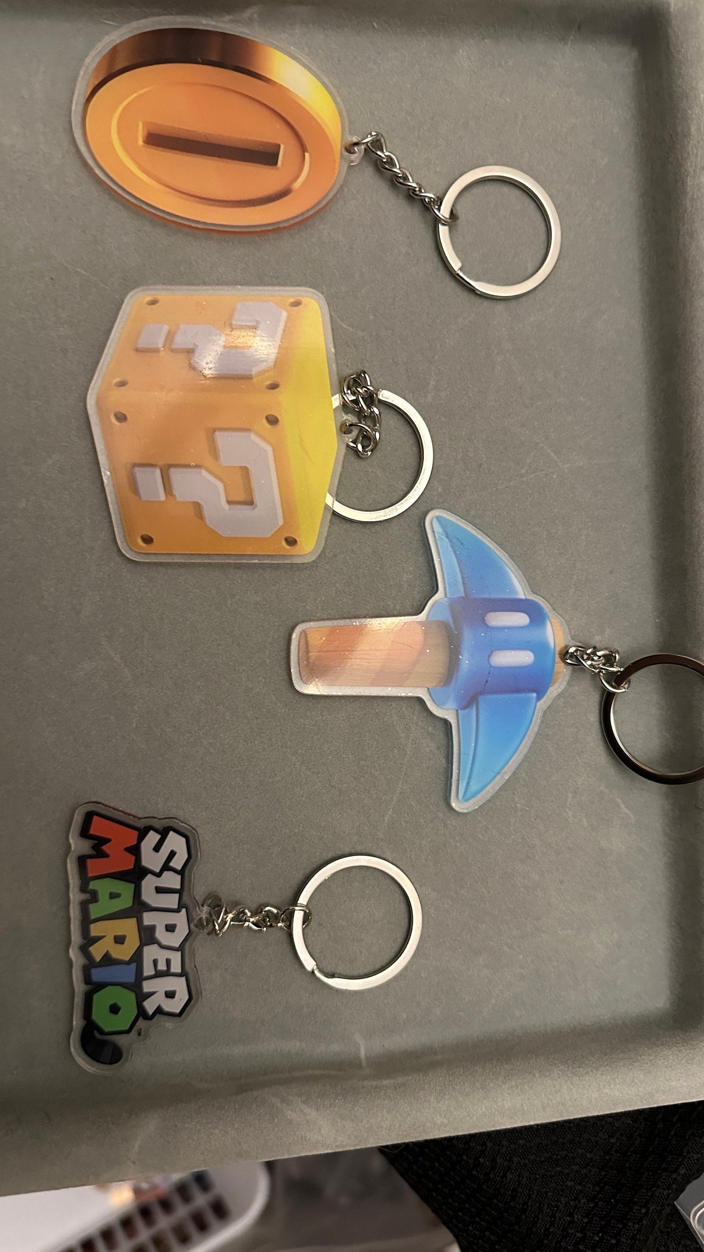 Fun Mario keychains. Hang on a backpack or bag or on your keyring!
