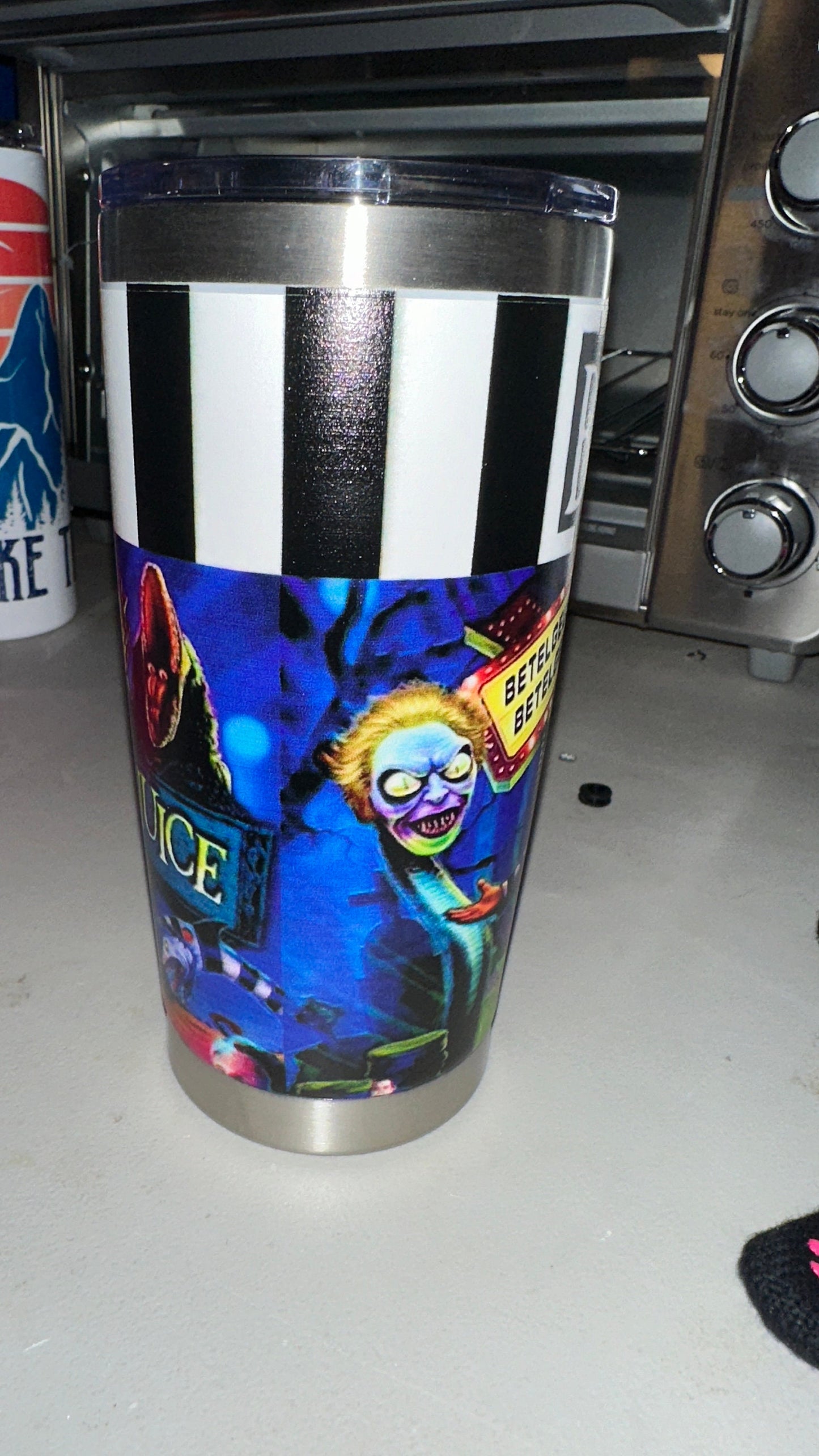 Beetlejuice Tumbler - Drinking Cup- 20 oz curved Tumbler