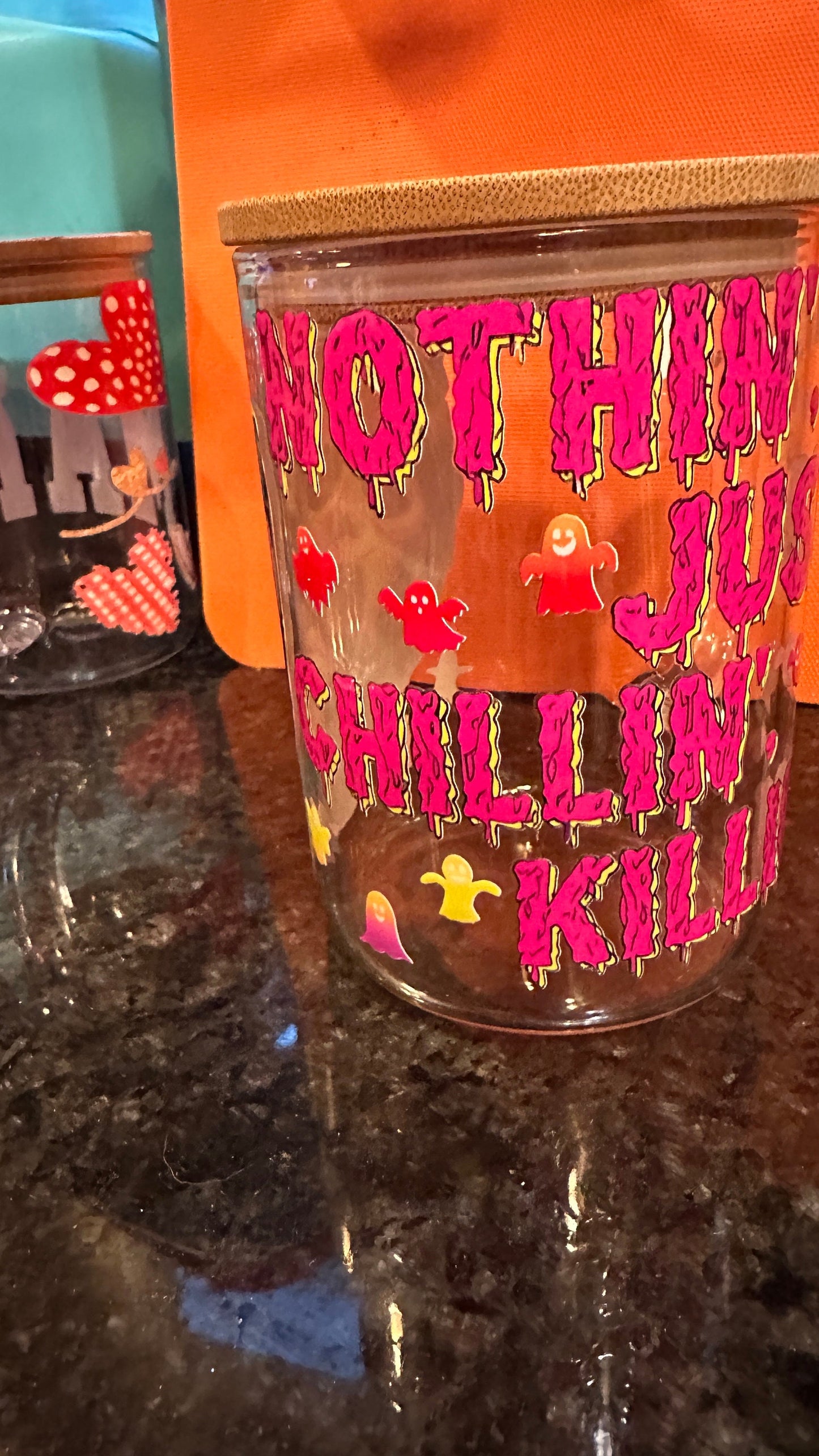 Ghost Face Horror Glass coffee mug with lid, custom mug, personalized glass mug,