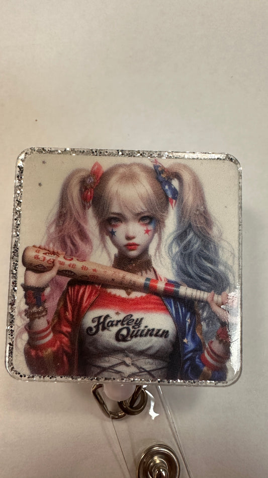 Harley Q badge reel