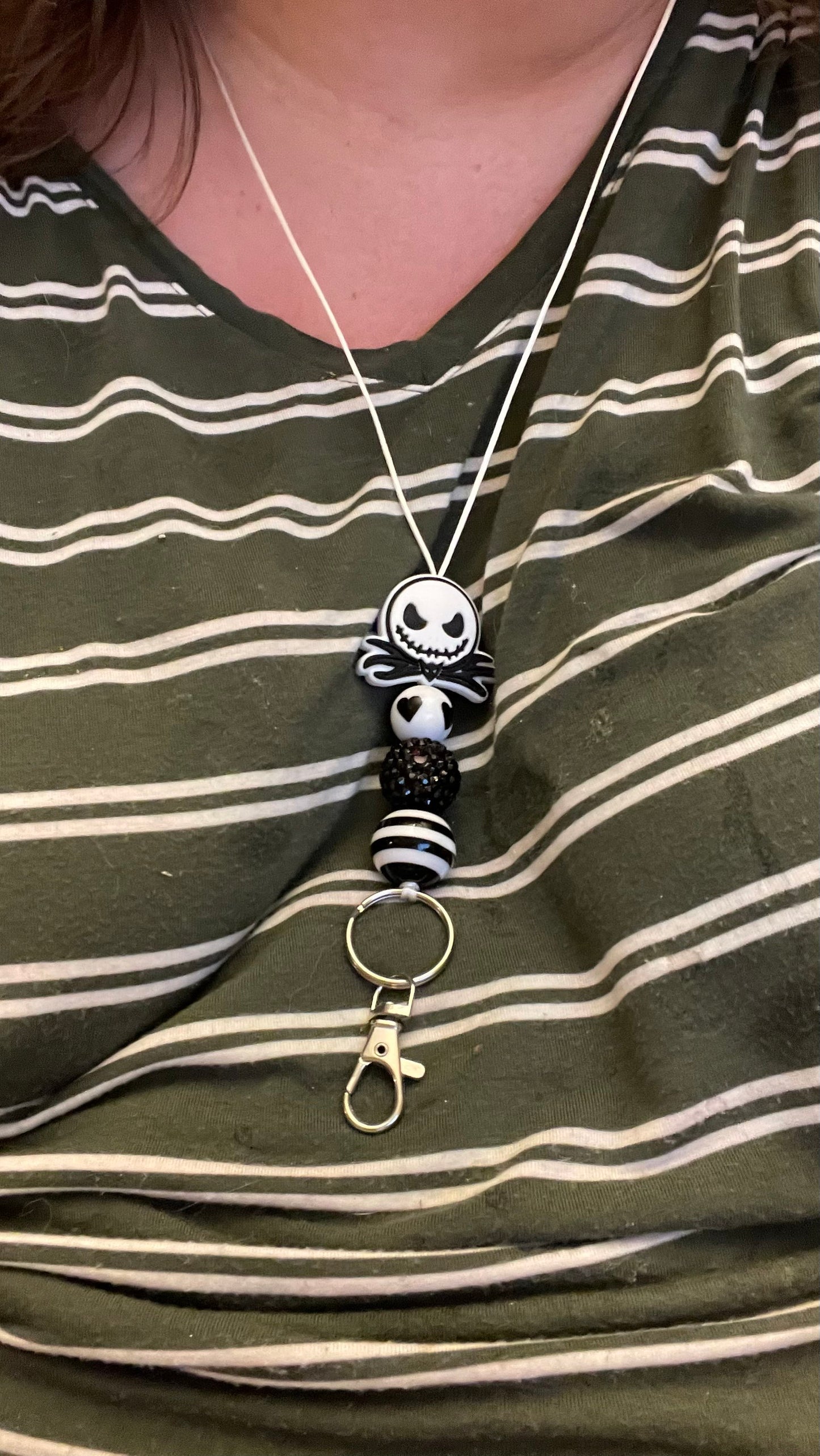 Jack and Sally lanyard. Halloween lanyard. Teacher lanyard, teacher badge holder, ID holder, breakaway lanyard