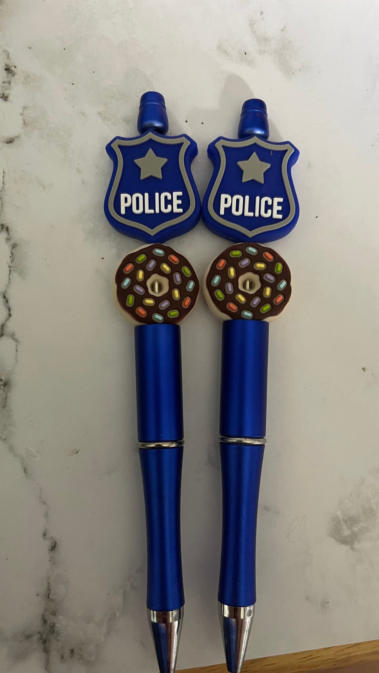 POLICE PEN is a handmade Pen with Blue Beads on a Police car shape, A Super cute elegant pen for the Police Officer who is always on the go