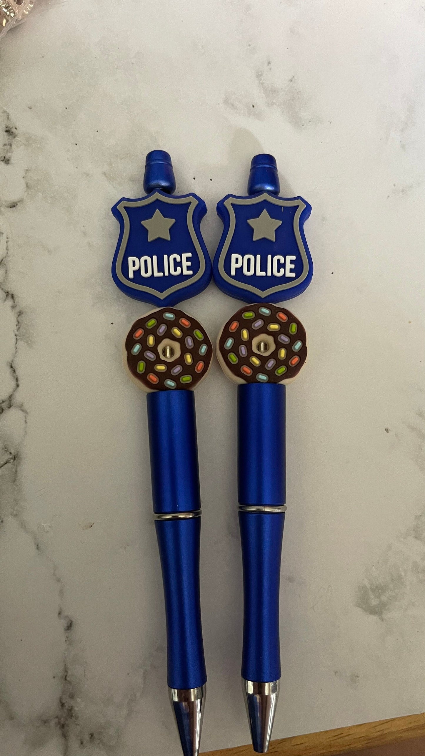 POLICE PEN is a handmade Pen with Blue Beads on a Police car shape, A Super cute elegant pen for the Police Officer who is always on the go