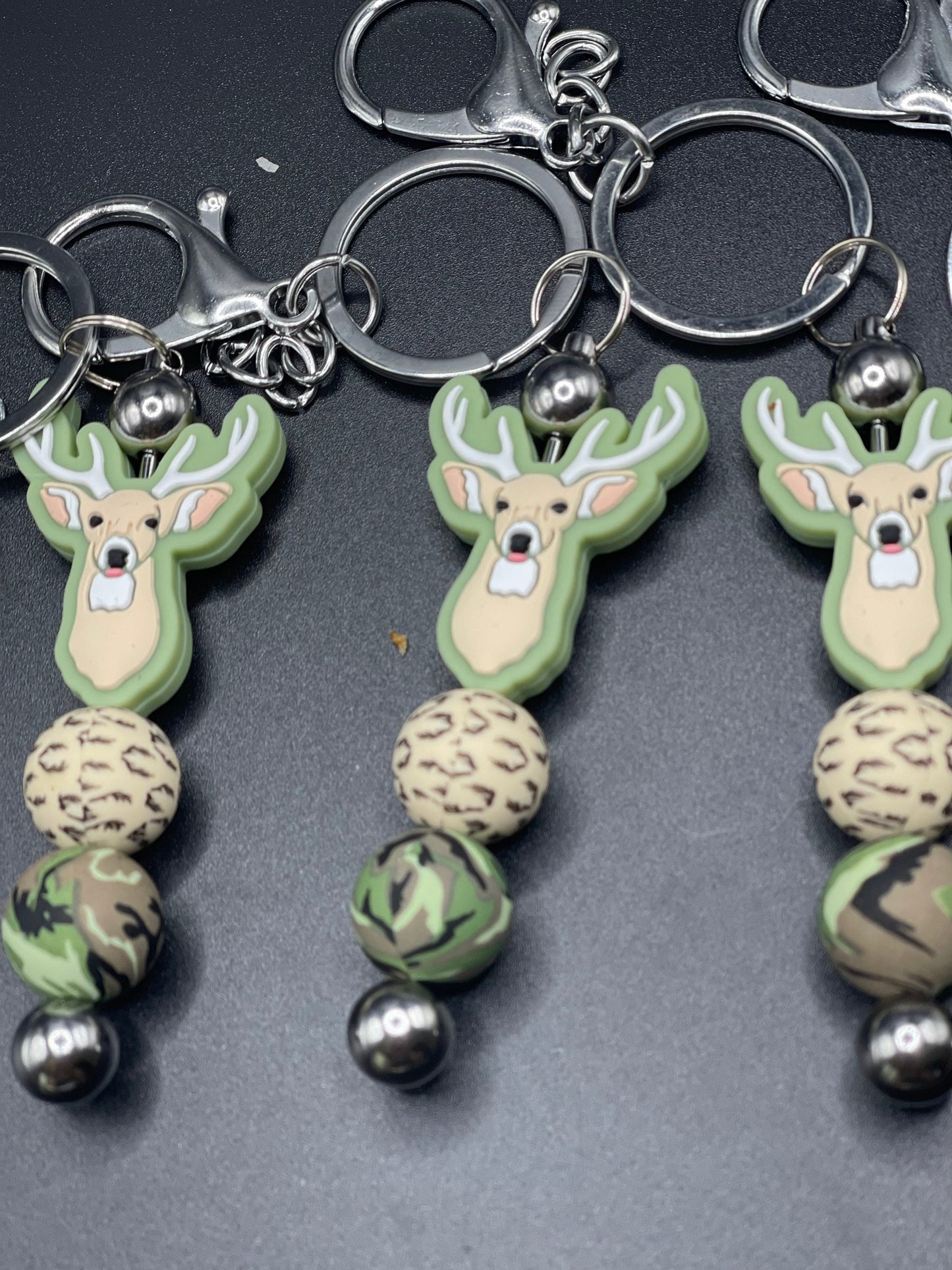 DEER KEYCHAIN with adorable beaded charms, Fashionable Decorative Handcrafted Keychain, Stylish Hunting Keychain decor