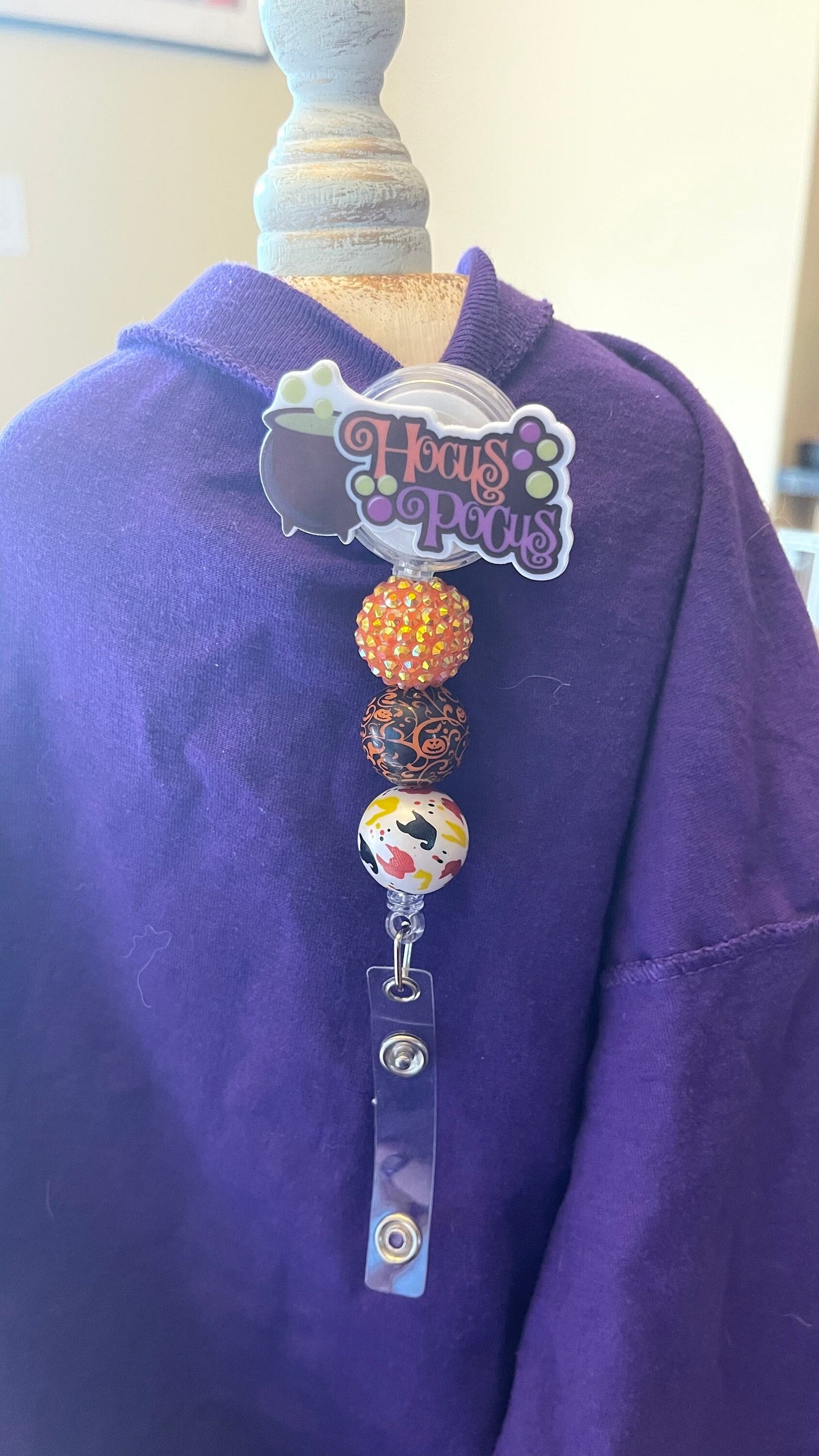 Hocus Pocus witches, Halloween retractable badge reel