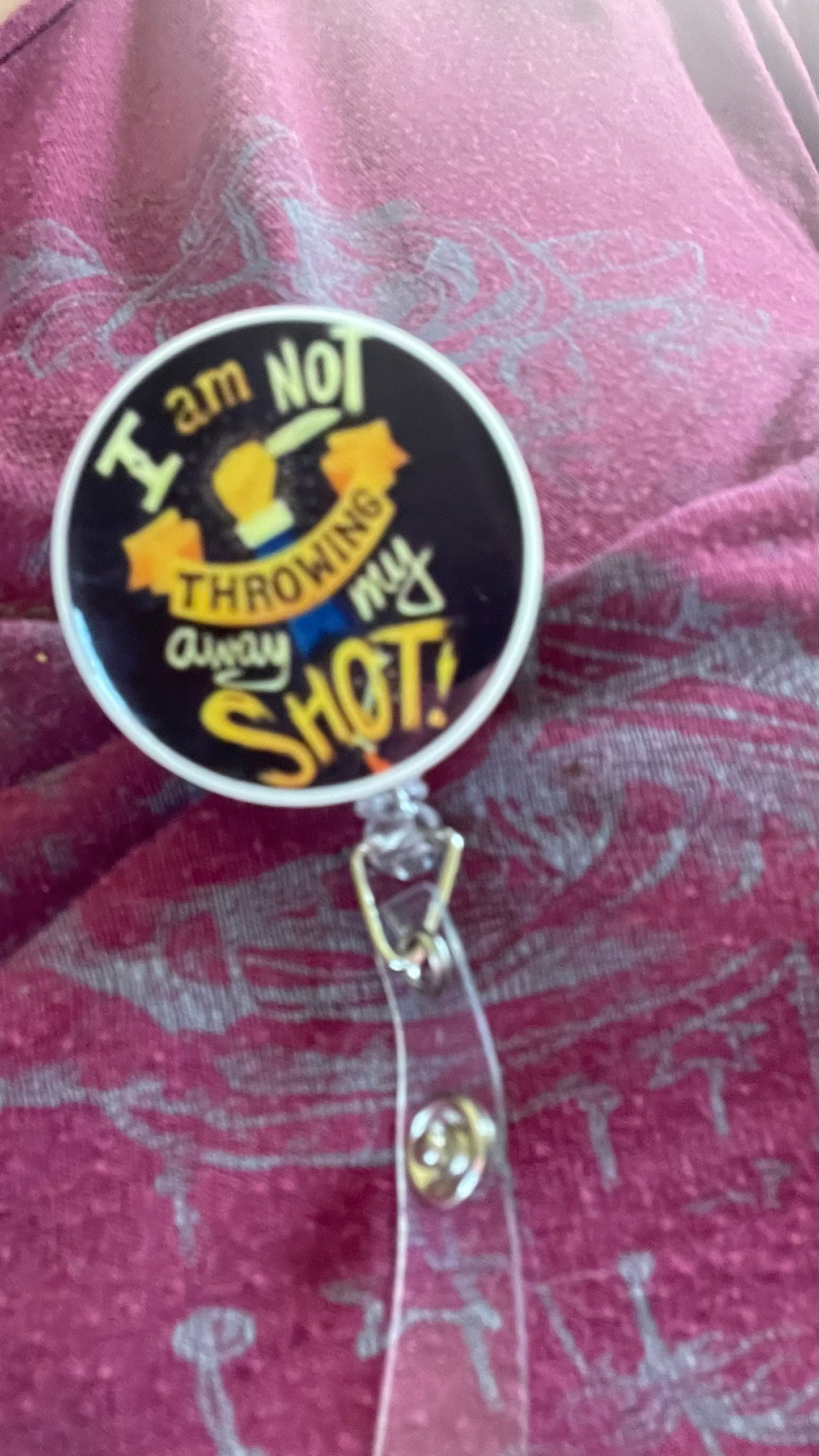 I am not throwing away my shot, Alexander Hamilton badge reel. Nurses, teachers, anyone who wears a badge!