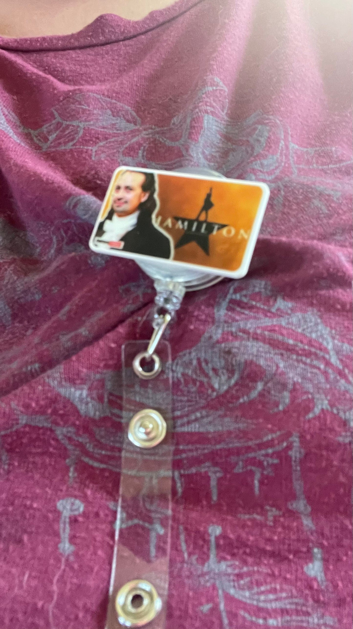 Alexander Hamilton badge reel. Nurses, teachers, anyone who wears a badge!