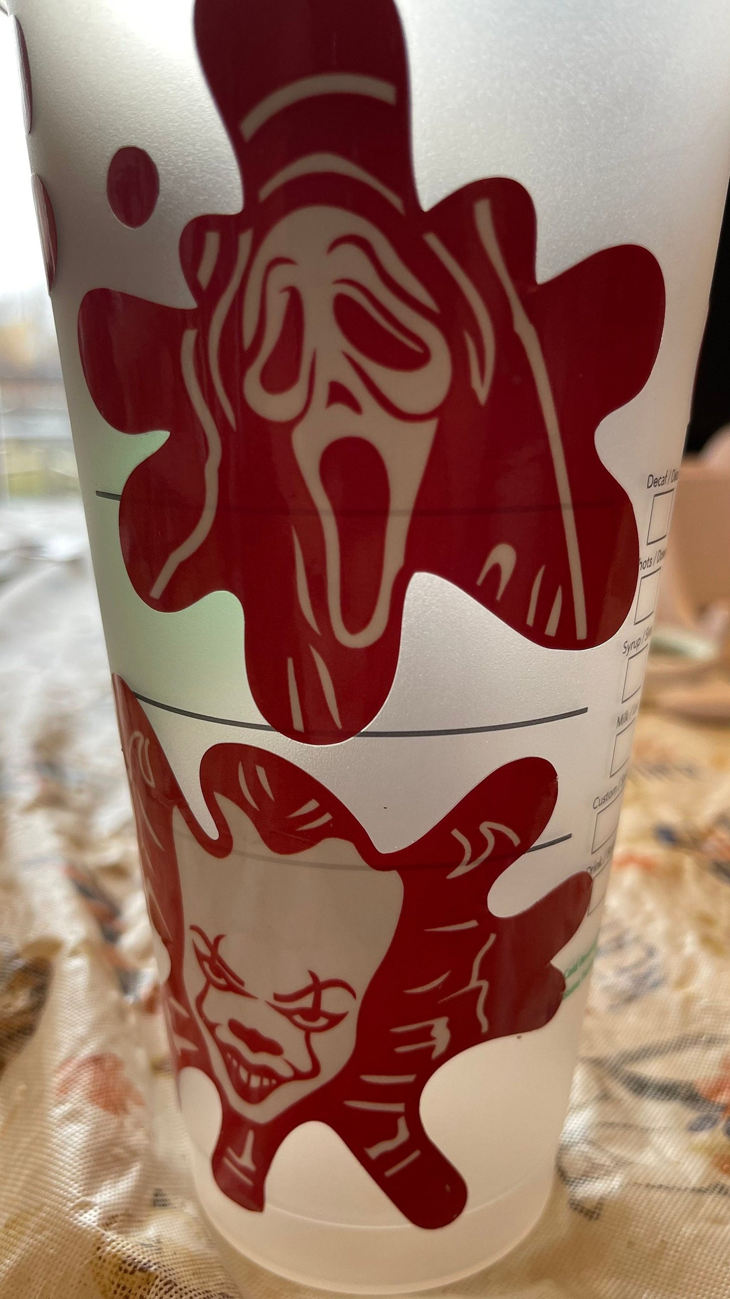 Scream, Jason and more Horror themed Starbucks cup, Custom Starbucks cup, Vinyl Decorative