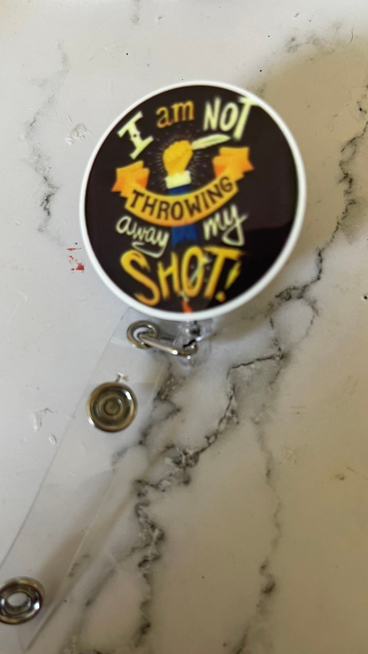 I am not throwing away my shot, Alexander Hamilton badge reel. Nurses, teachers, anyone who wears a badge!