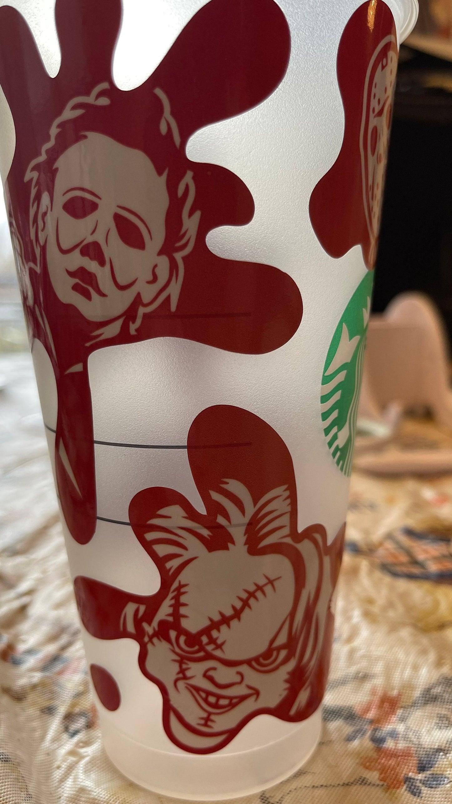 Scream, Jason and more Horror themed Starbucks cup, Custom Starbucks cup, Vinyl Decorative