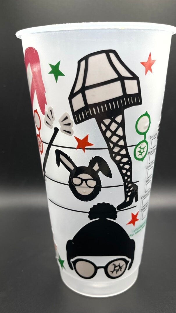 Christmas Story cold cup. Starbucks cold cup. Stocking stuffer, secret Santa