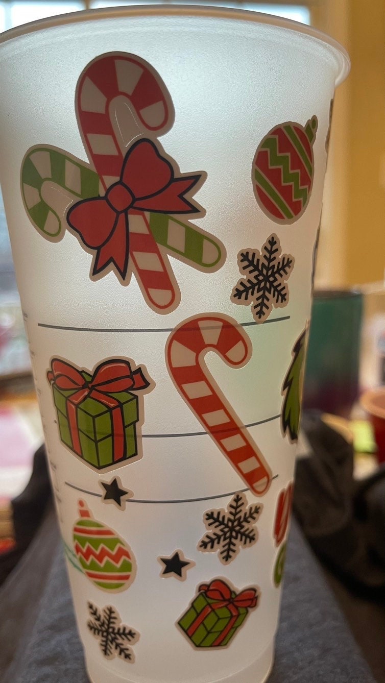 Drink up Grinches, Starbucks cold cup. Stocking stuffer. Secret Santa