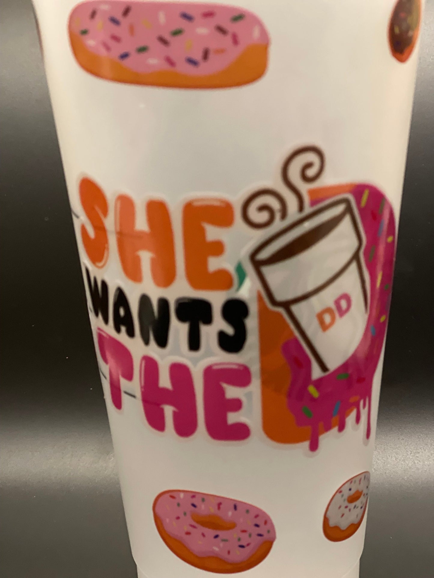 She wants the D COFFEE Cup from Starbucks, Custom Starbucks cup Vinyl Decorative