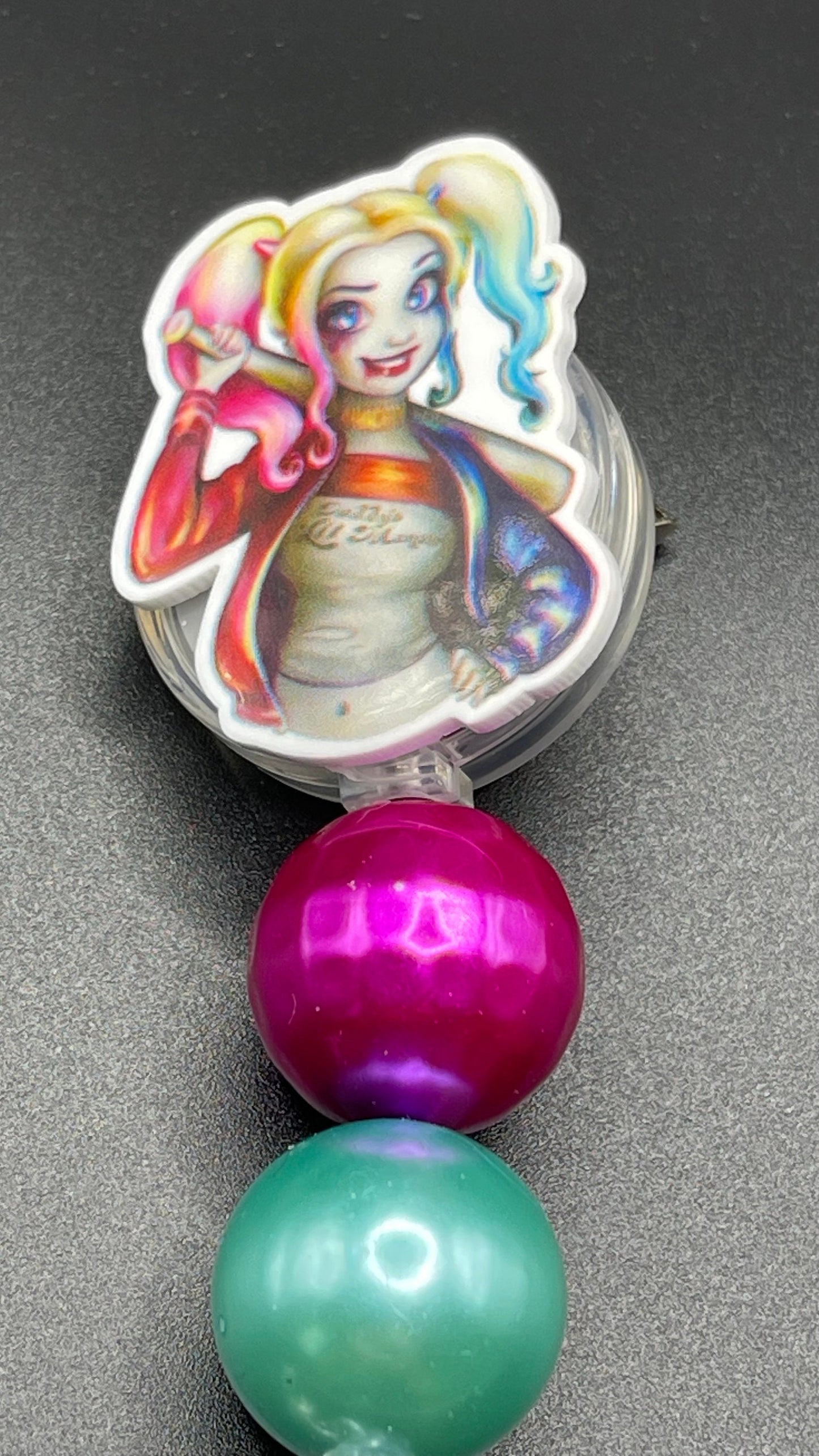 Harley Quinn retractable badge reel. Nurses, teachers, anyone who wears a badge!