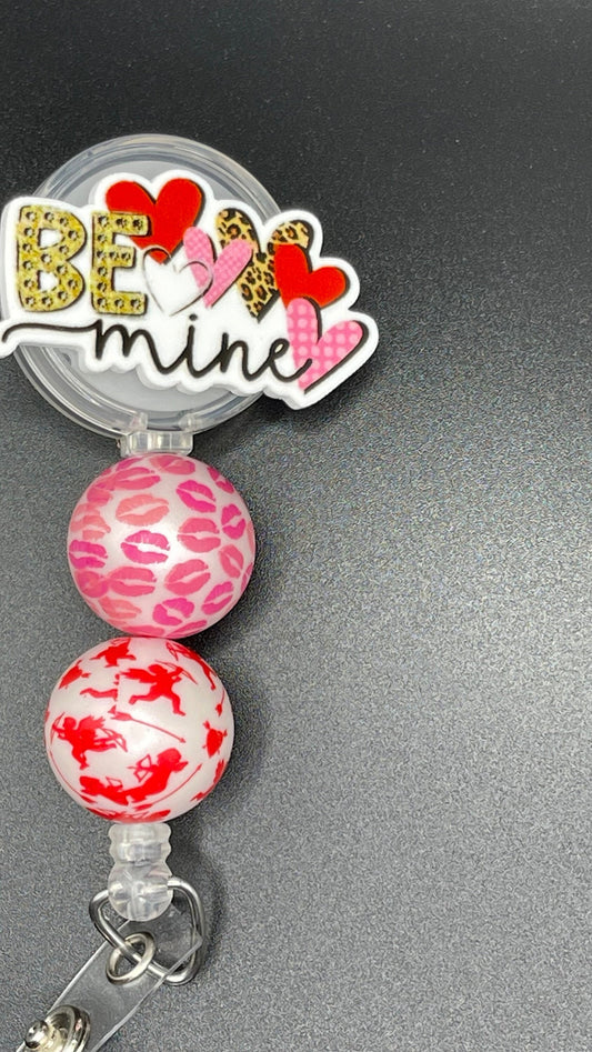 Valentines beaded Festive Badge Reel is cute and unique!  Retractable with an alligator clip