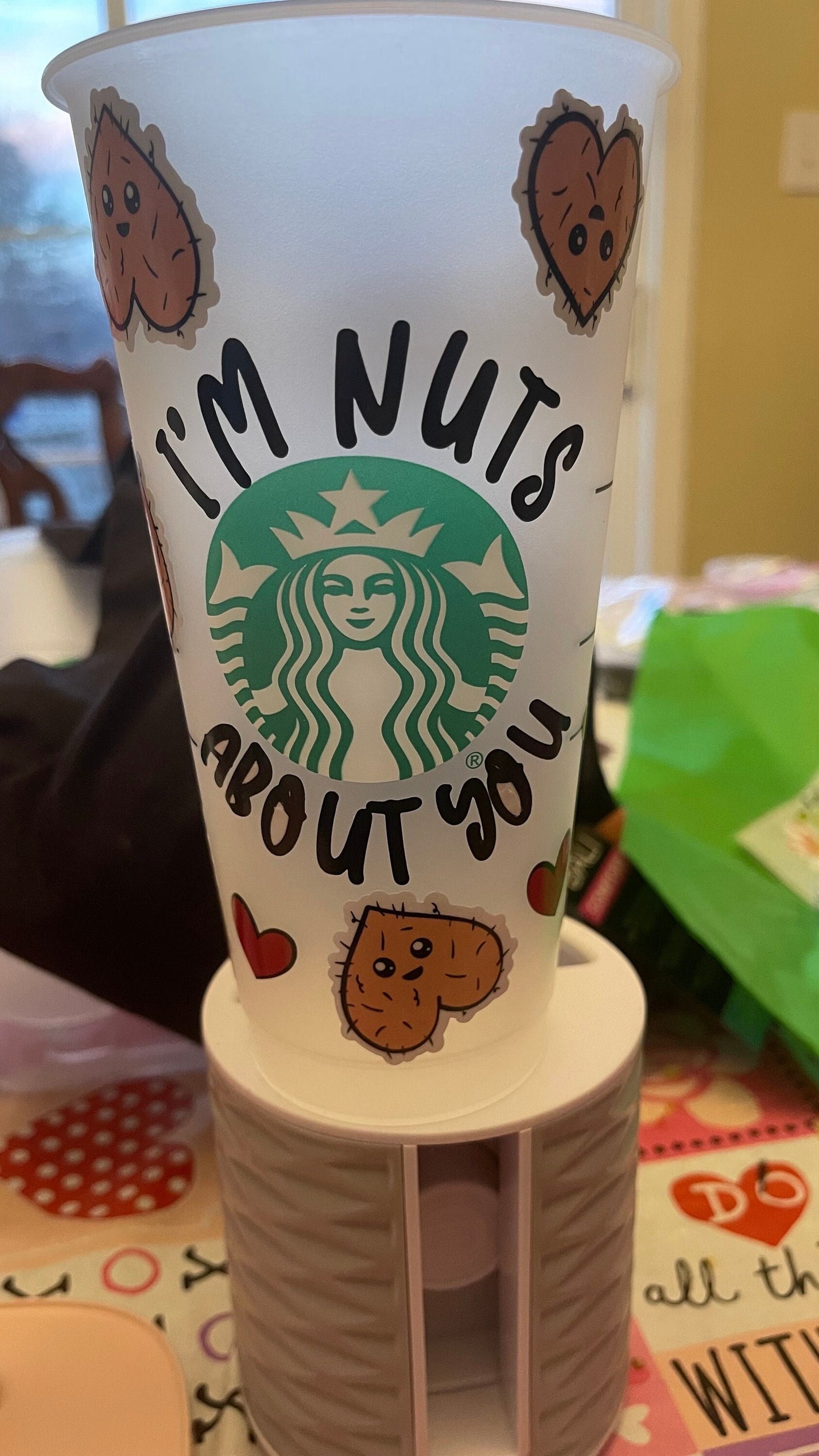 I’m nuts about you COFFEE Cup from Starbucks, Custom Starbucks cup Vinyl Decorative