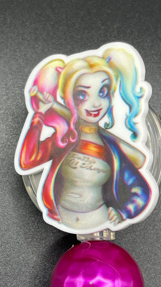 Harley Quinn retractable badge reel. Nurses, teachers, anyone who wears a badge!