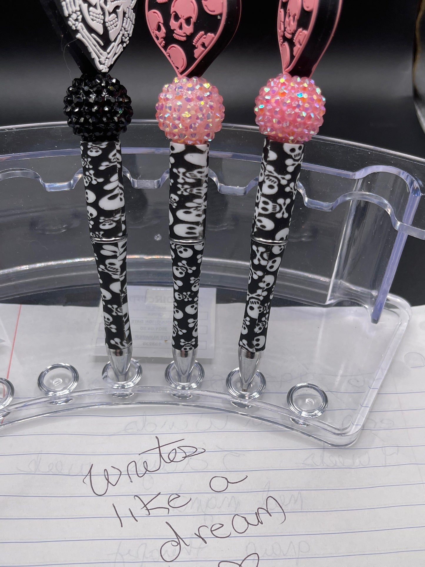 The lovers skeleton beaded pen, gift, cute pens, journal pens.