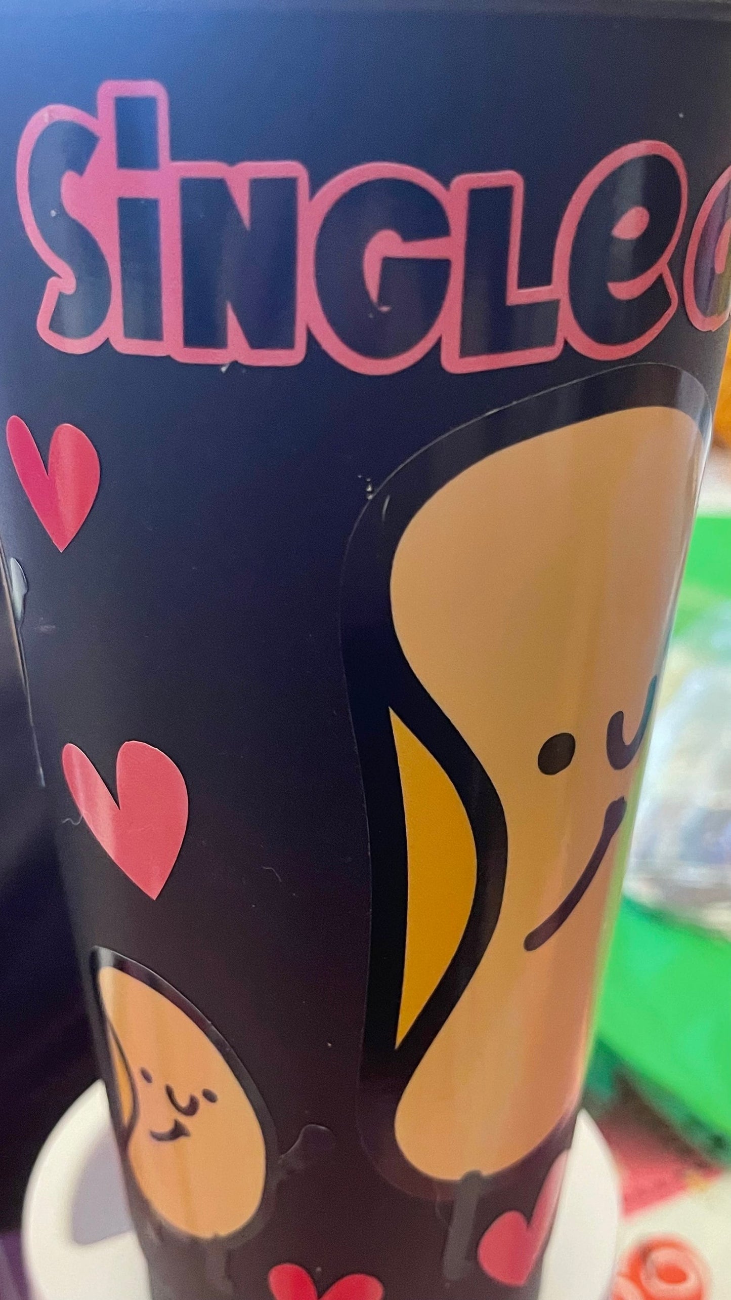 Single as a Pringle COFFEE Cup, Custom cup with Vinyl Decoration