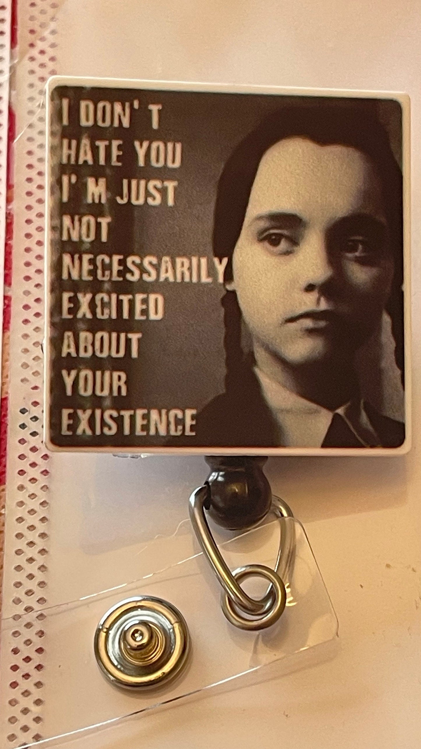 Wednesday badge reel. Addams family new show!