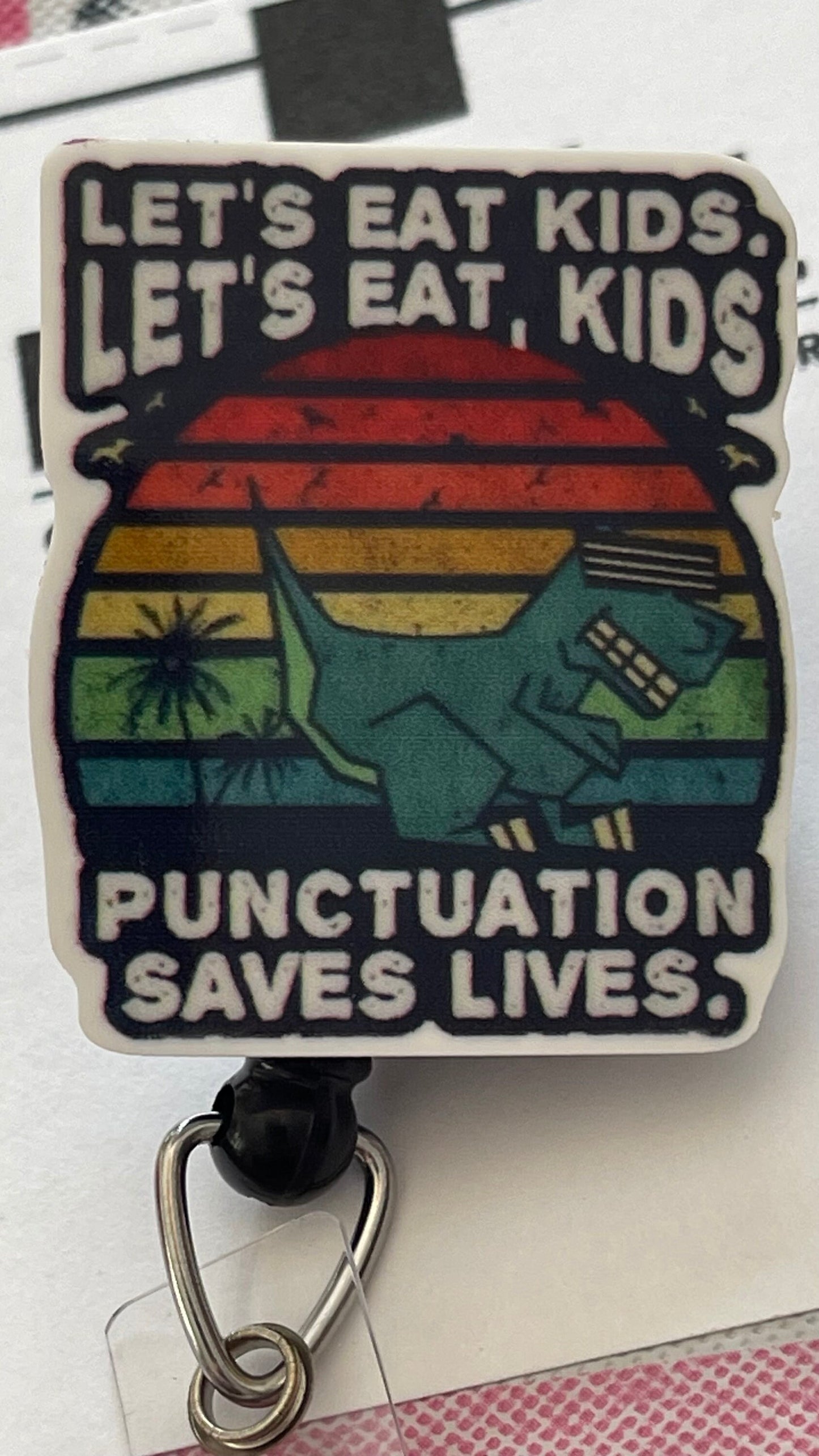 Punctuation badge reel. Teacher gift