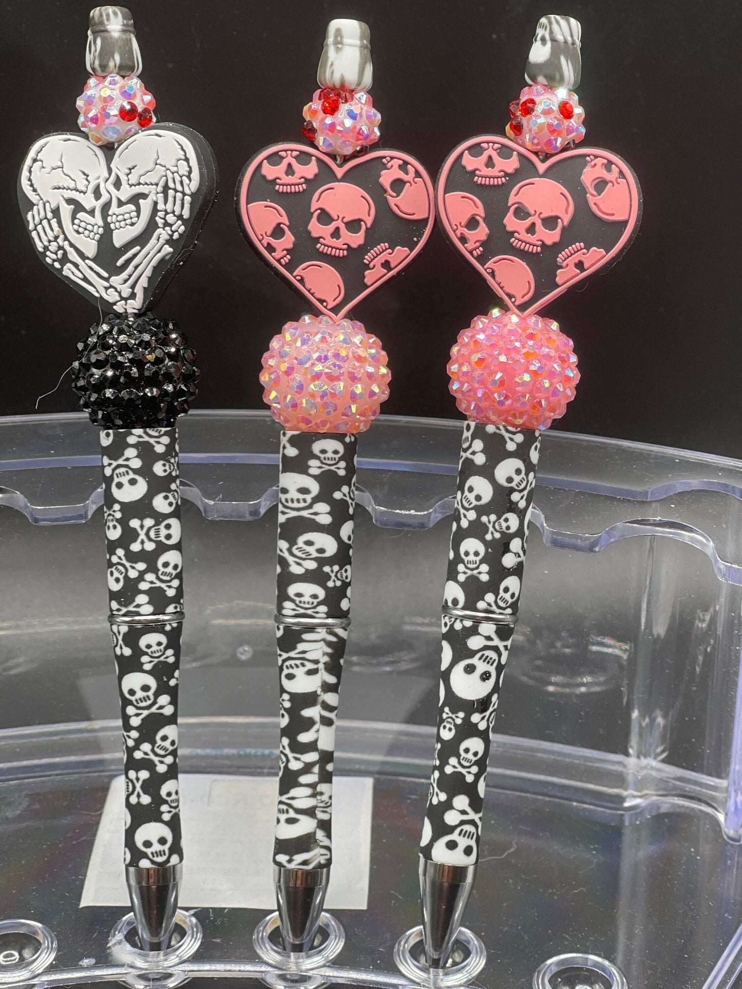 The lovers skeleton beaded pen, gift, cute pens, journal pens.