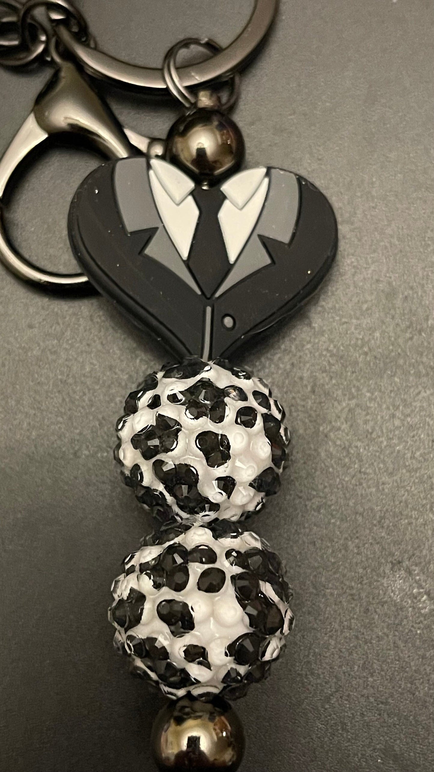 Wedding suit or date night suit keychain or zipper pull. Also can put on purses or backpacks or any bag!