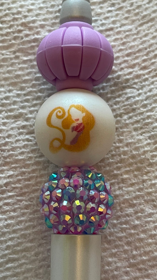 Long hair Princess and floating lantern beaded pen