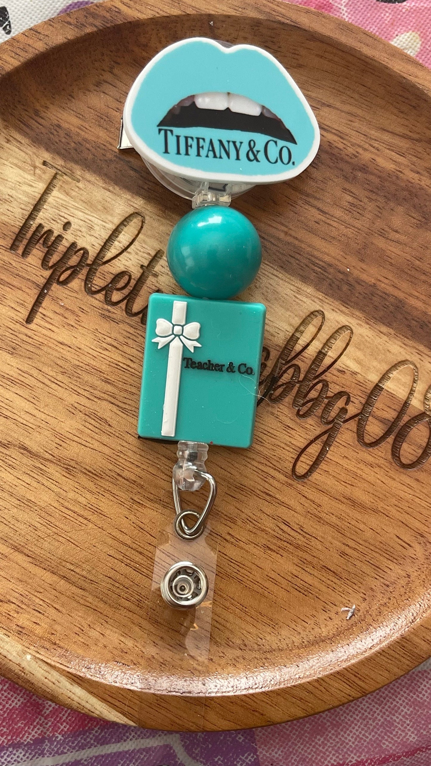 Teacher & co, Tiffany, Badge Clip,Retractable Badge,Badge Holder,teacher Badge Holder,ID holder,Badge Reel,Teacher,