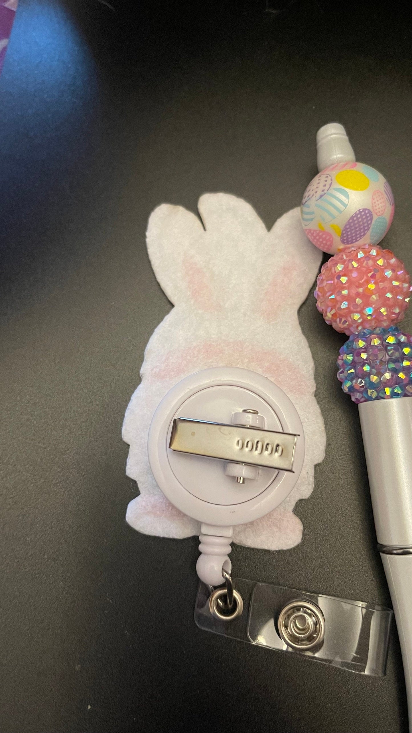 Easter badge reel and beaded pen. Great Teacher gift