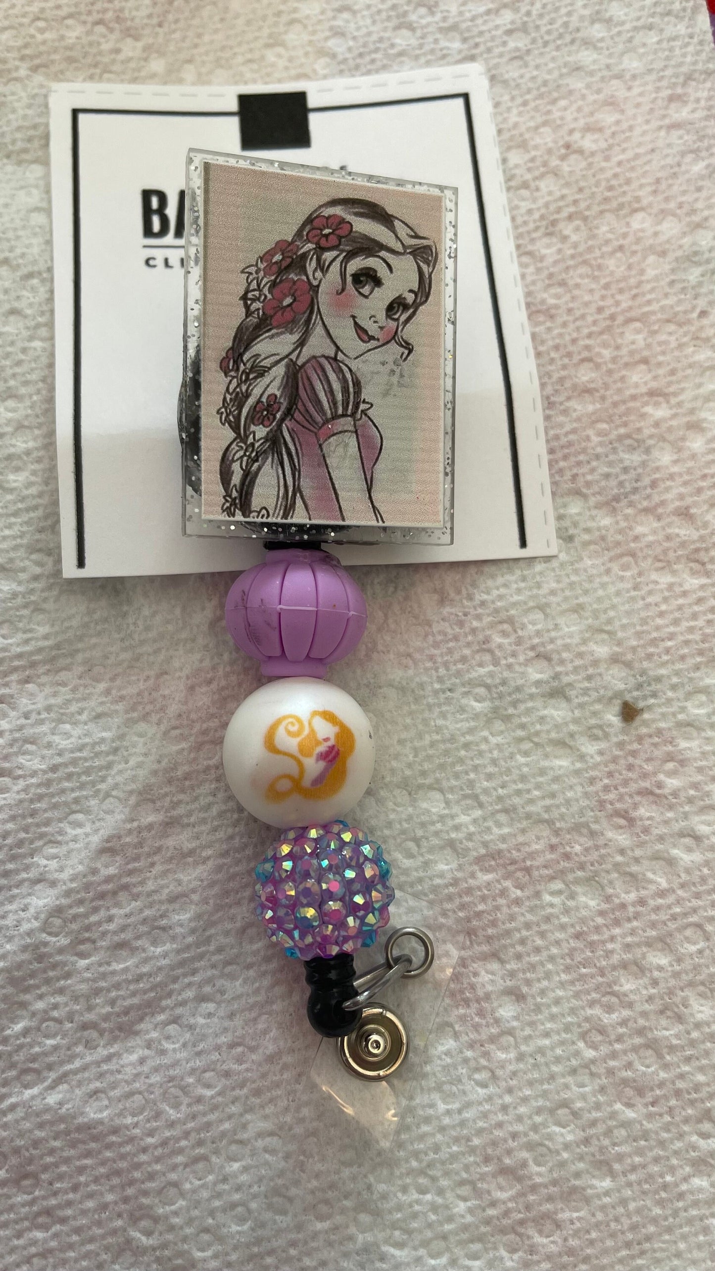 Rapunzel beaded badge reel!