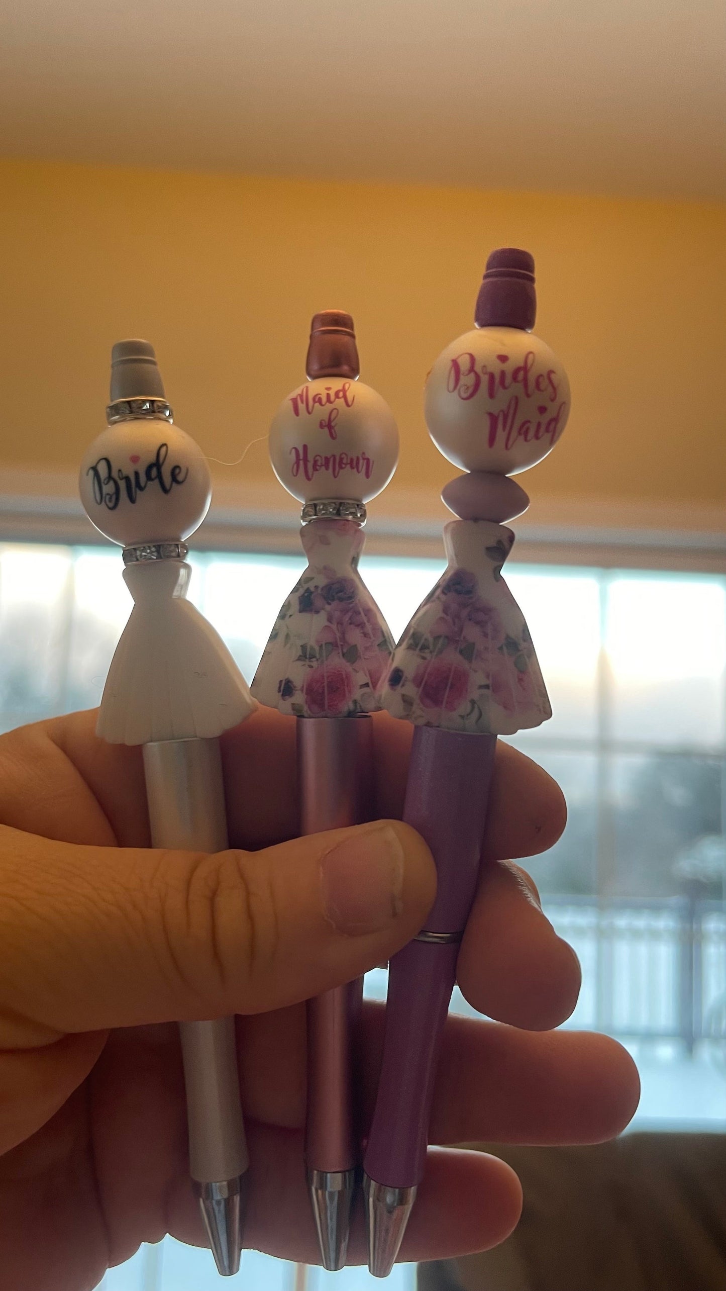 Bride, Maid of Honor and Bridesmaids wedding beaded pens, gift, cute pens, journal pens.