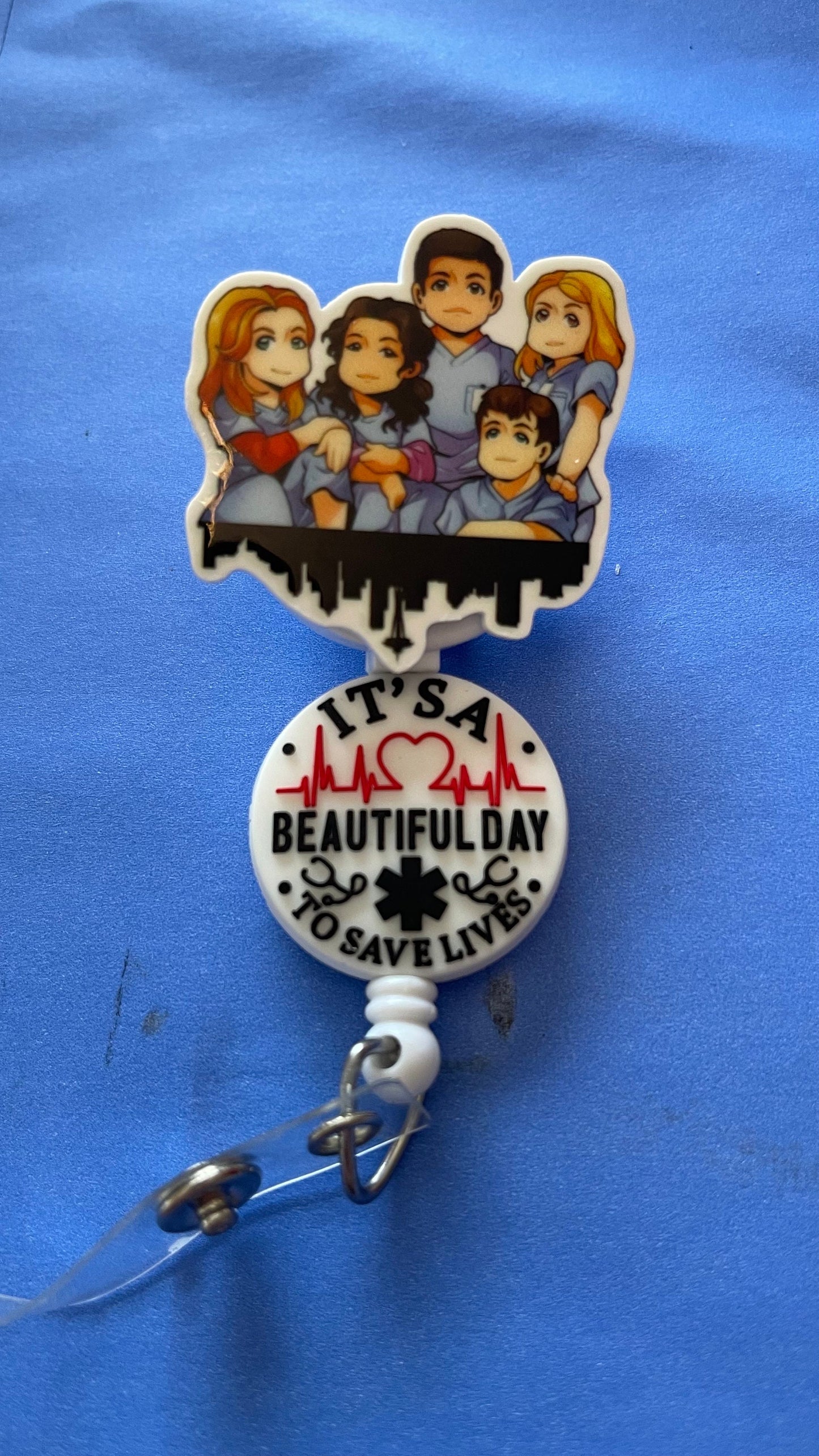 Greys anatomy . Retractable ID Badge Reel nurse teacher badge reel . It’s a great day to save lives!