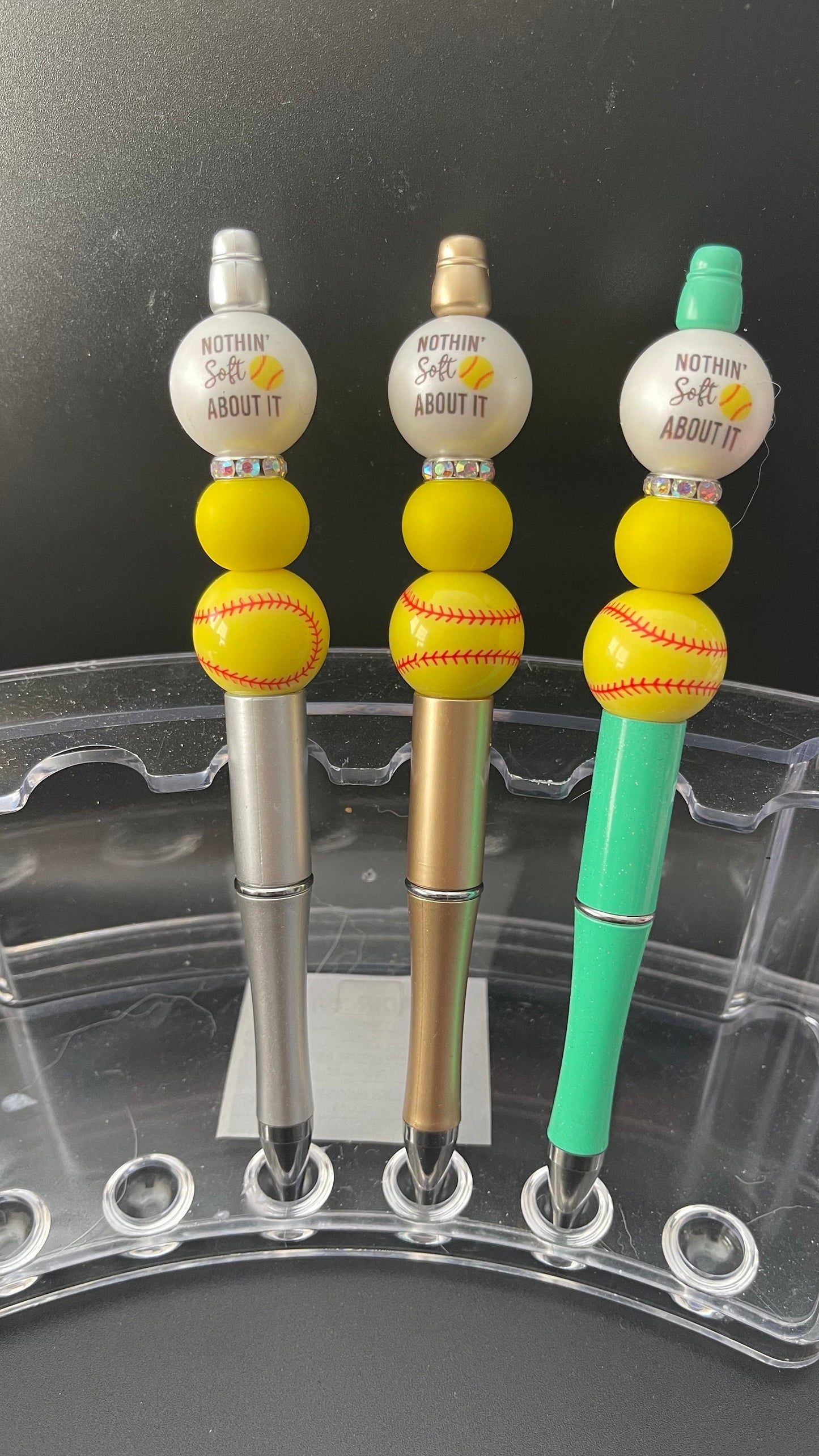 Softball beaded pen!  Nothing soft about it!