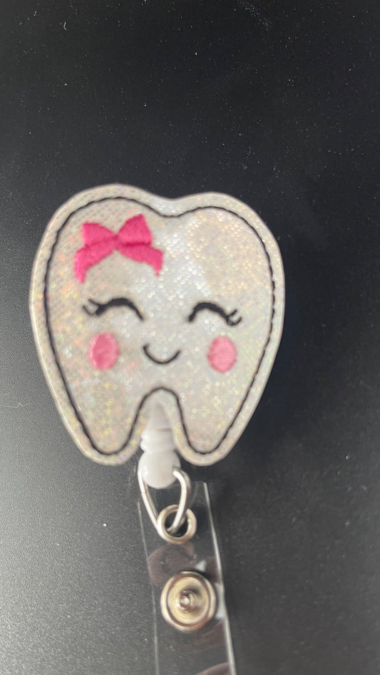 Glitter tooth badge reel, Fathers Day, Mothers Day. Dental office gift