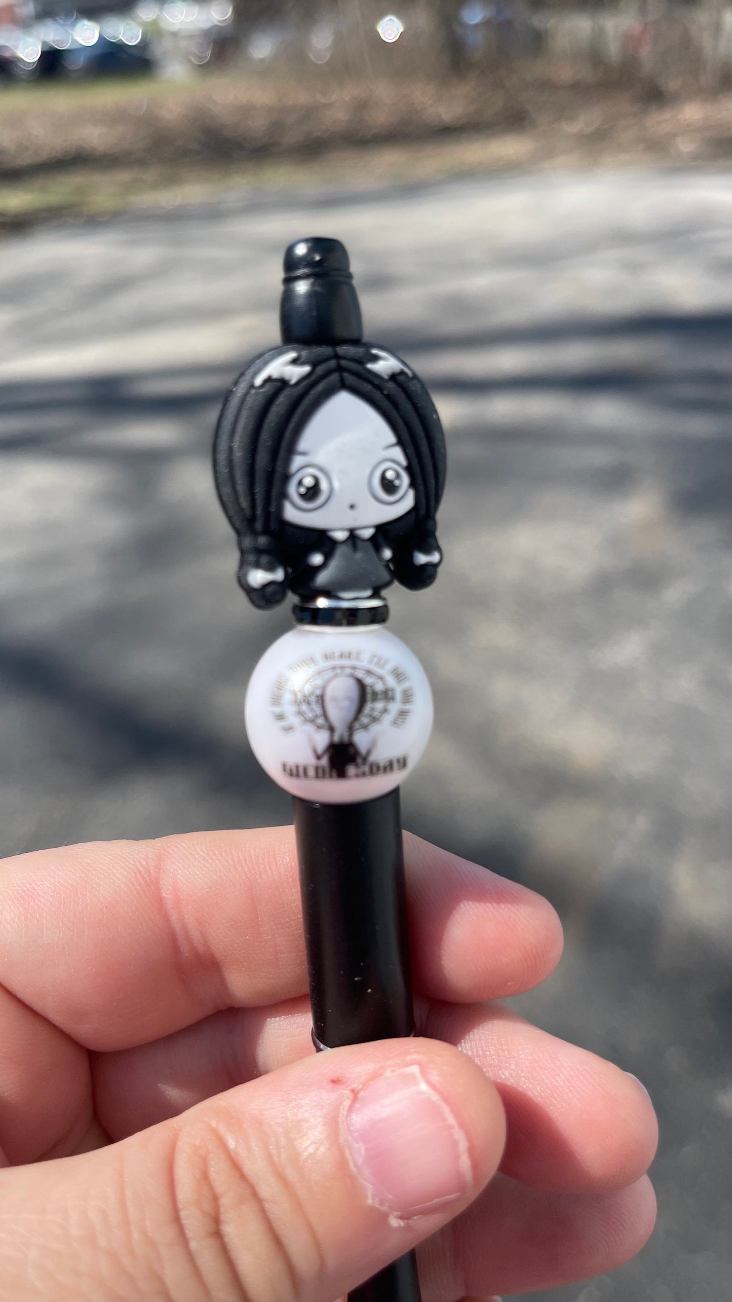 Wednesday Addams beaded pen, tv series, cute pens, journal pens.