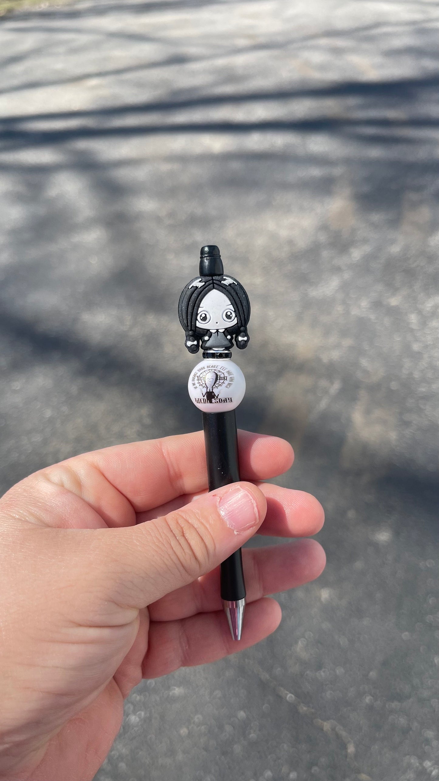 Wednesday Addams beaded pen, tv series, cute pens, journal pens.