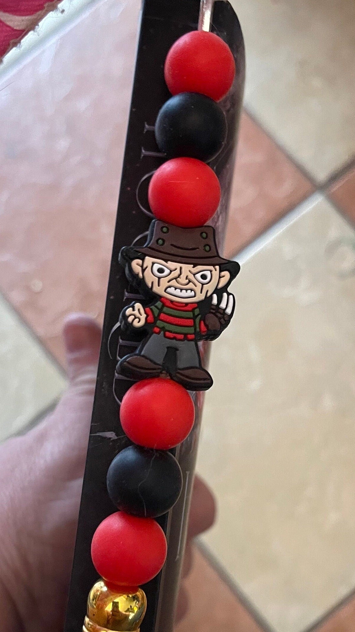 Freddy Krueger bookmark. Handmade gift, Book mark with beads